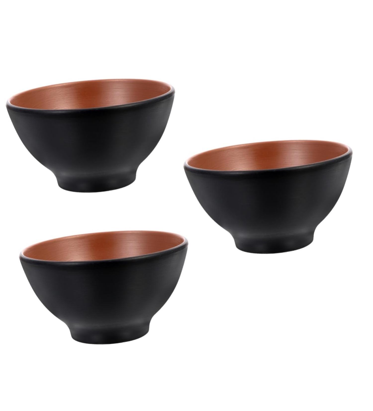 Zerodeko 3pcs Anti-Earth Clay Ramen Bowl De Ceramic Snack Bowls Household Rice Bowl Japanese Bowl Miso Soup Bowls Ceramic Soup Bowl Snack Dish Food Container Commercial Round Bowl 12X12X6.3CMx3pcs Blackx3pcs - Buy Online on SooperMarket.com