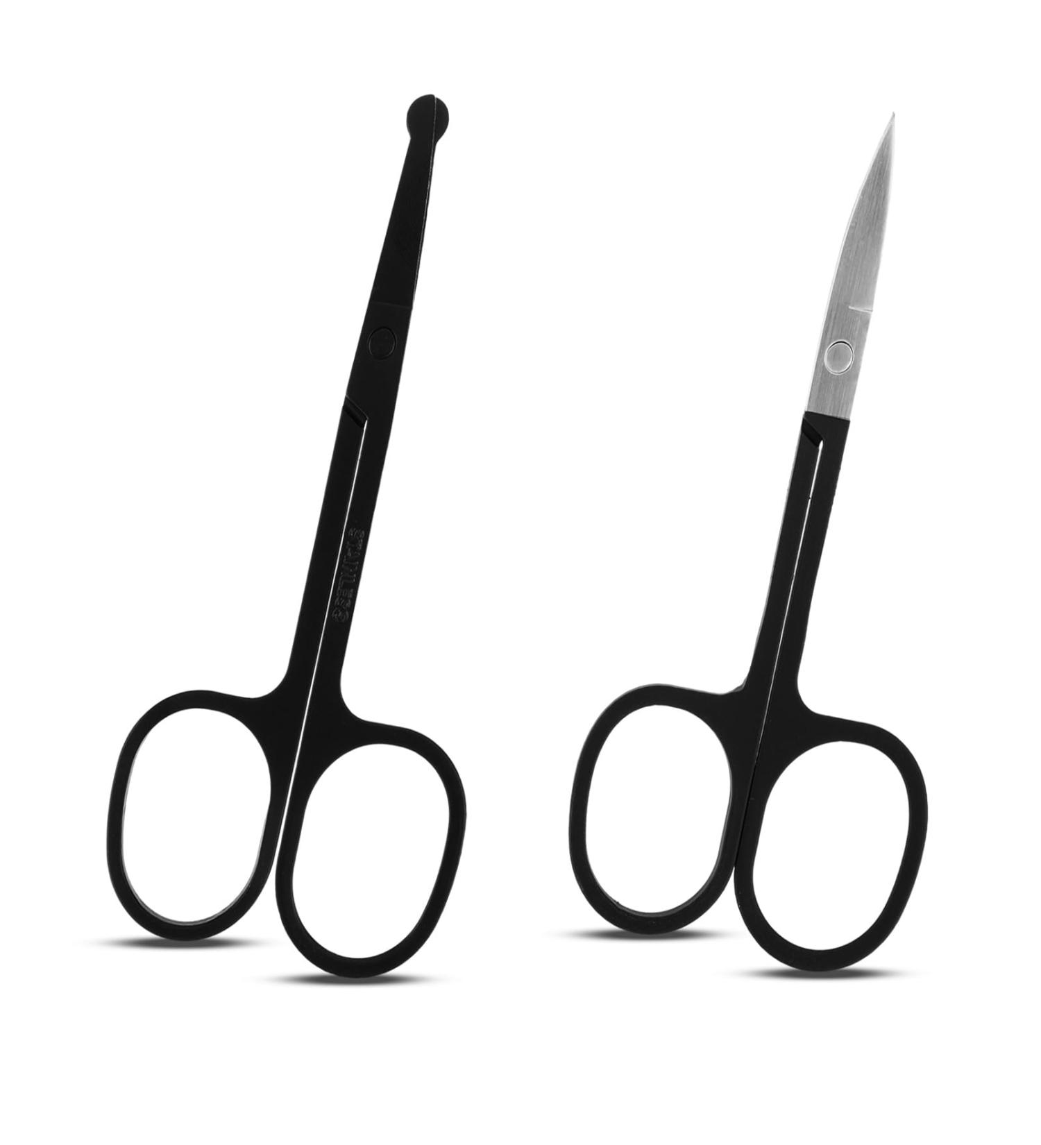 Facial Hair Grooming Scissors for Men & Women - Rounded & Curved Eyebrow Trimming Tool for Nose, Beard, Mustache, Eyelashes & Ear Hair - Buy Online on SooperMarket.com