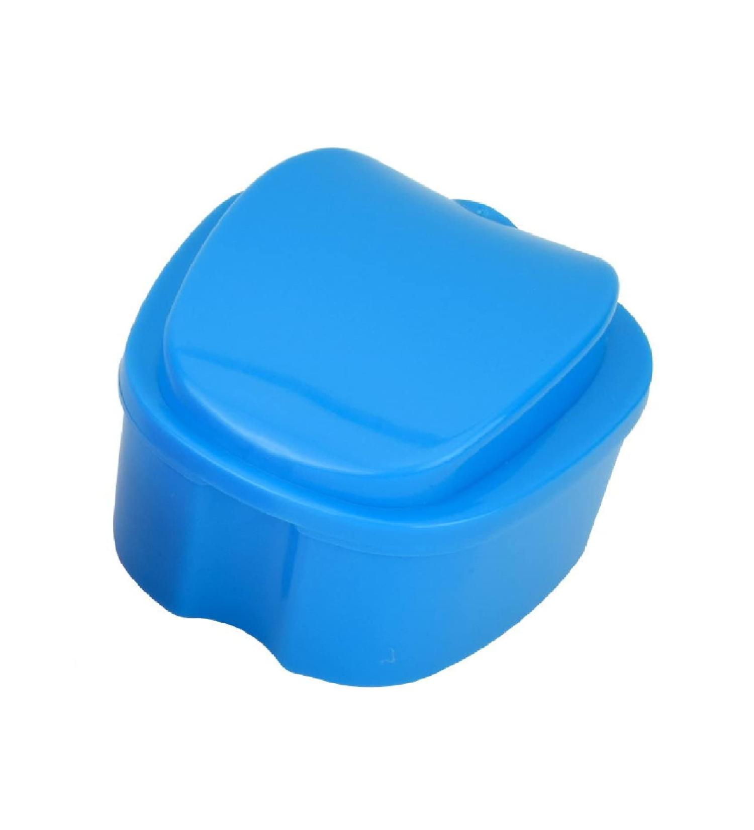 Denture Box Retainer Case Denture Storage Bath Box Denture Holder Box Cleaning Box Lightweight and Portable Cleaning Box with Filter (M Blue) M Blue - Buy Online on SooperMarket.com