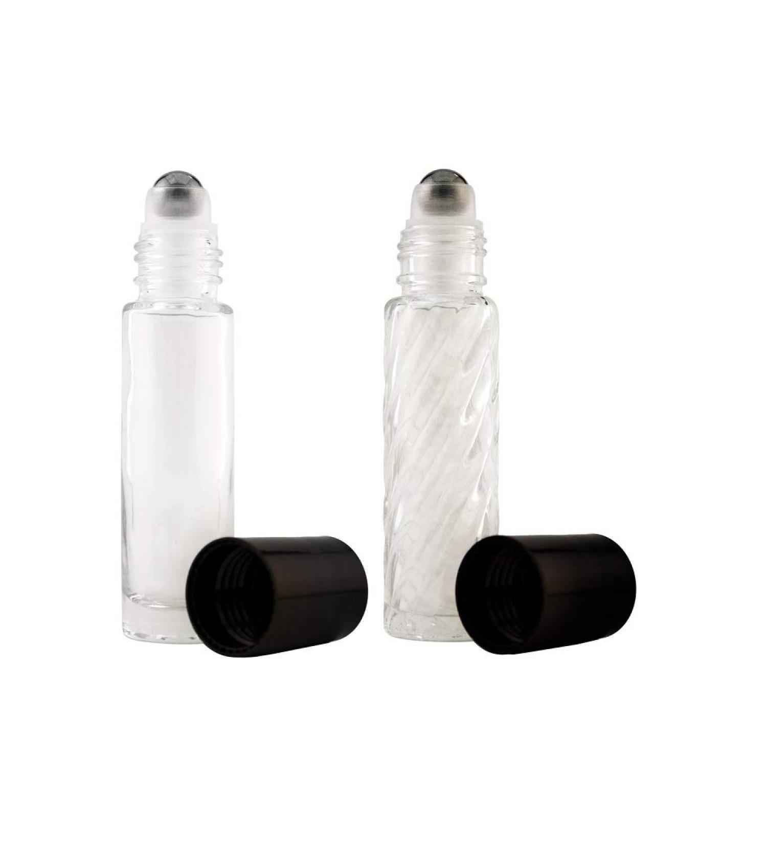 GreenHealth 2-Pack Refillable Glass Perfume Roll-on Bottles - Plain & Swirl Design 10ml Travel Size - Buy Online on SooperMarket.com