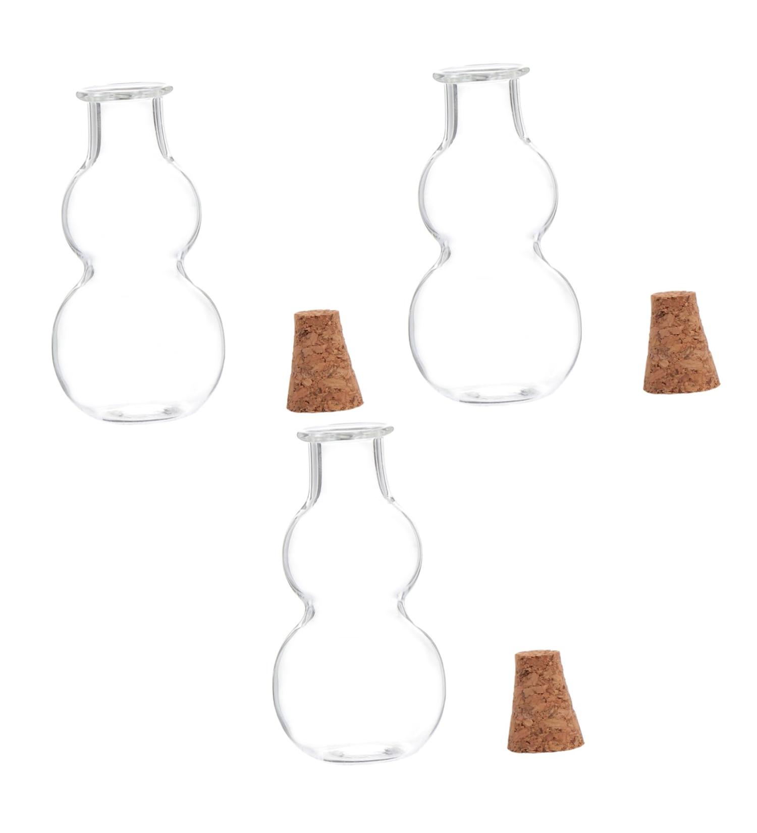 Zerodeko Glass Jar 3pcs Wishing Bottle Glass Wooden Accessories Bed Room Decor Transparent 3.8X2.cm - Buy Online on SooperMarket.com
