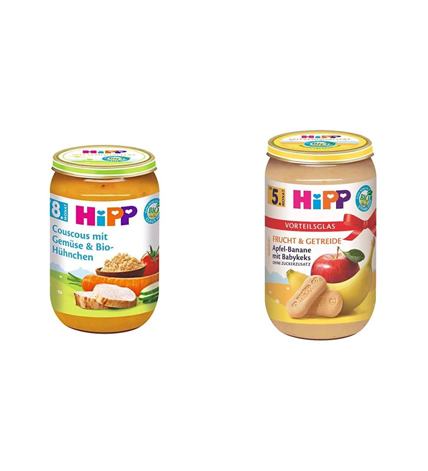 Buy HIPP Organic Baby Food Bundle: Couscous with Vegetables & Chicken 6-Pack + Apple Banana & Biscuit 6-Pack - Healthy Baby Meals International Shipping - Buy Online on SooperMarket.com