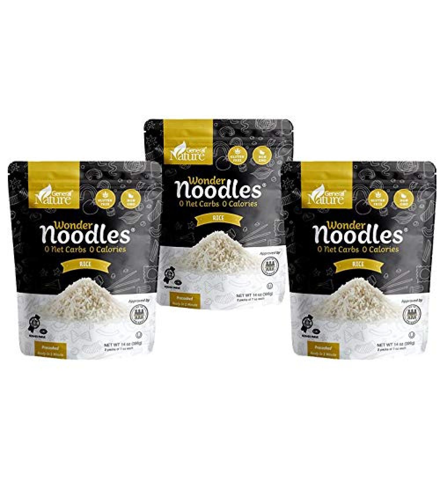 Wonder Noodles - Carb-Free Rice Alternative - Keto, Gluten-Free, Vegan - Zero Calories - Ready to Eat (3 Pack, 6 Inner Packs) - Buy Online on SooperMarket.com