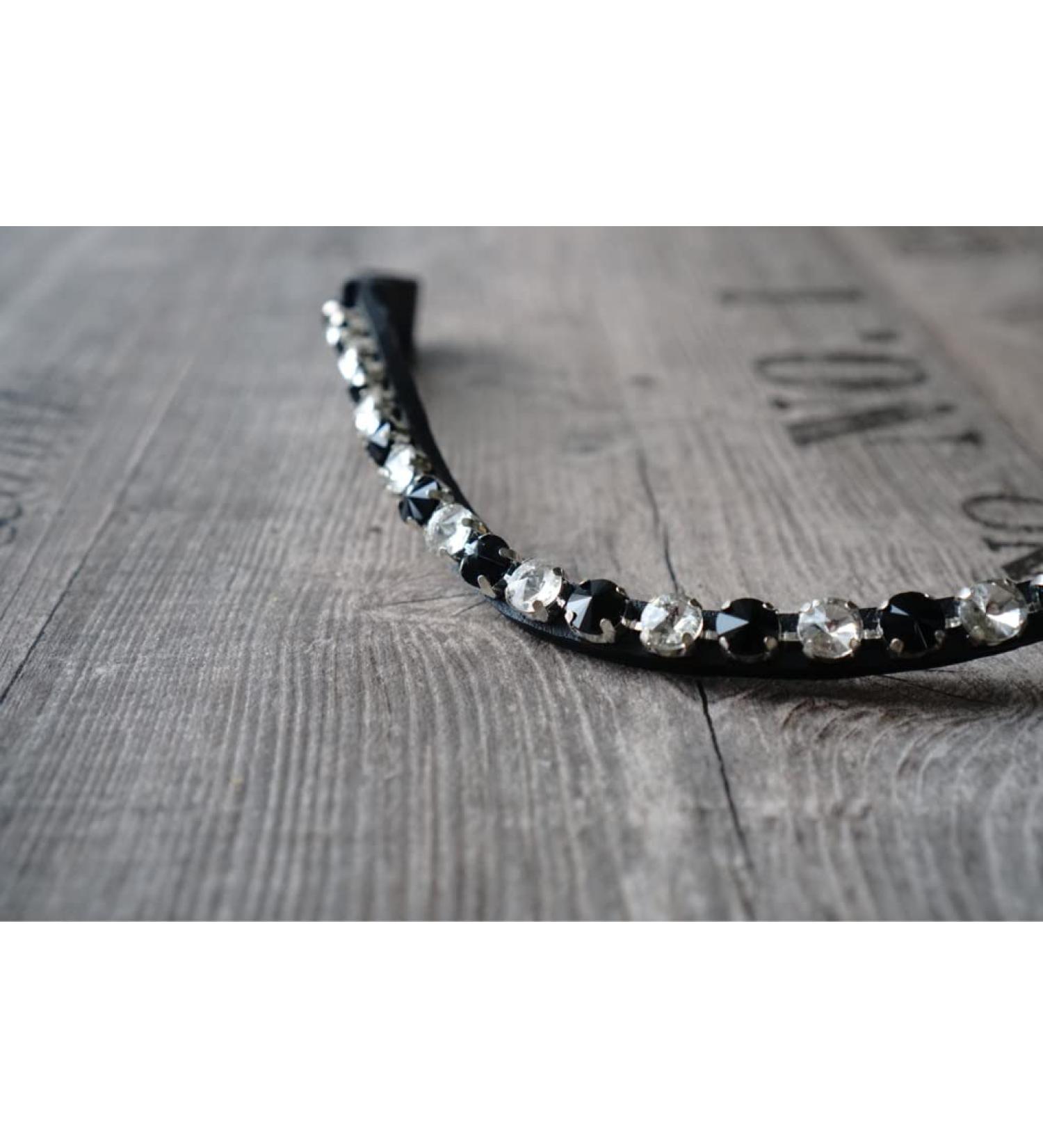 Generic browband with large stones Warmblood Thoroughbred (Warmblood XL 45cm black/crystal) Warmblood XL 45cm black/crystal