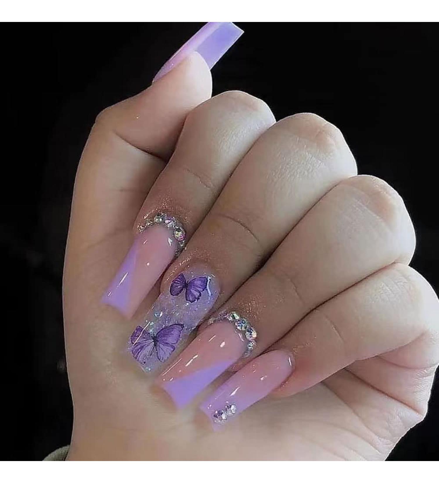 Magrace French Tip Fake Nails - 24 Pcs Square Stick on Nails for Women (A-5) A-3 - Buy Online on SooperMarket.com