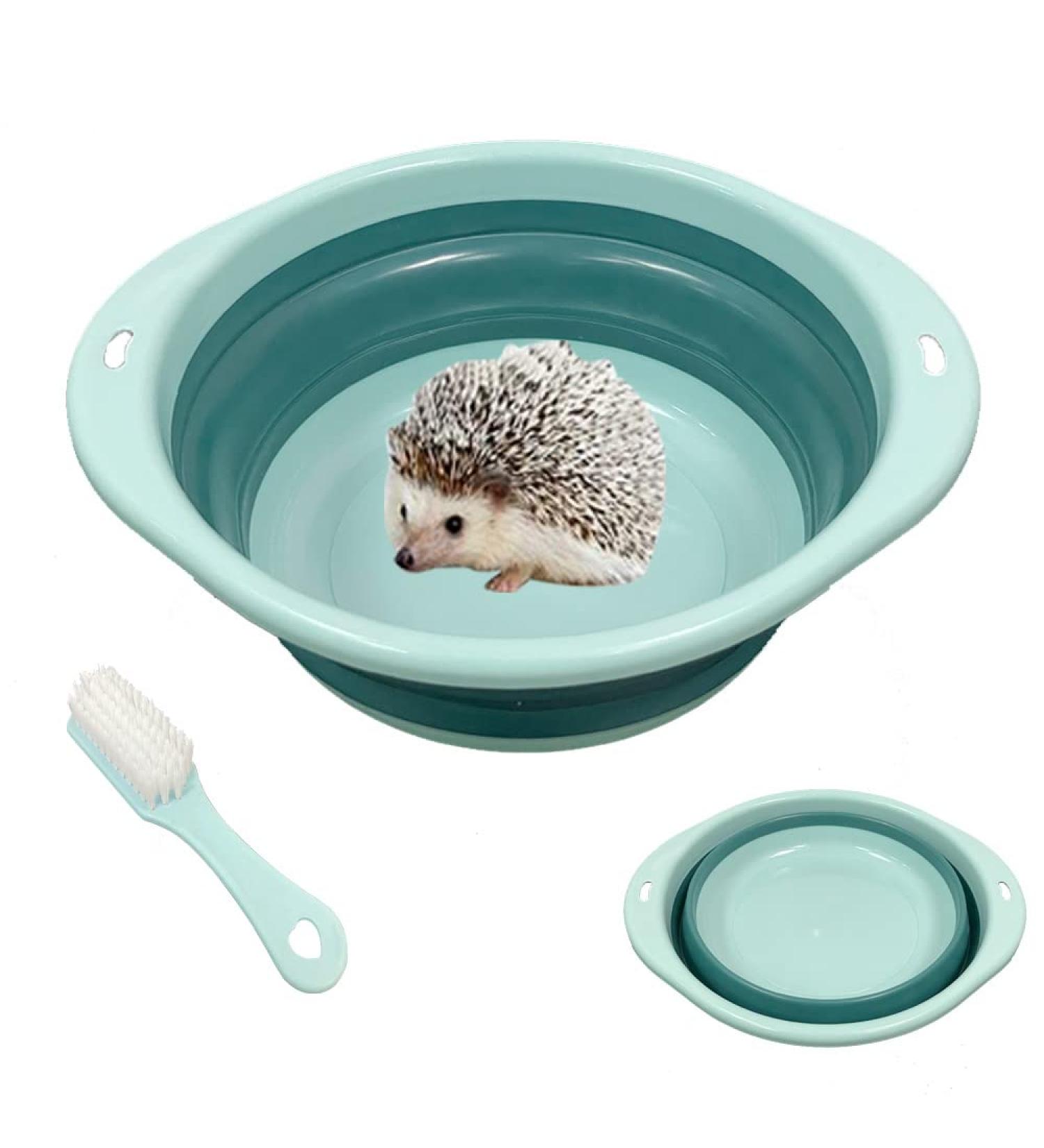 YOGURTCK Hedgehog Bathtub with Cleaning Brush - Foldable Bath Supplies for Small Animals - Buy Online on SooperMarket.com