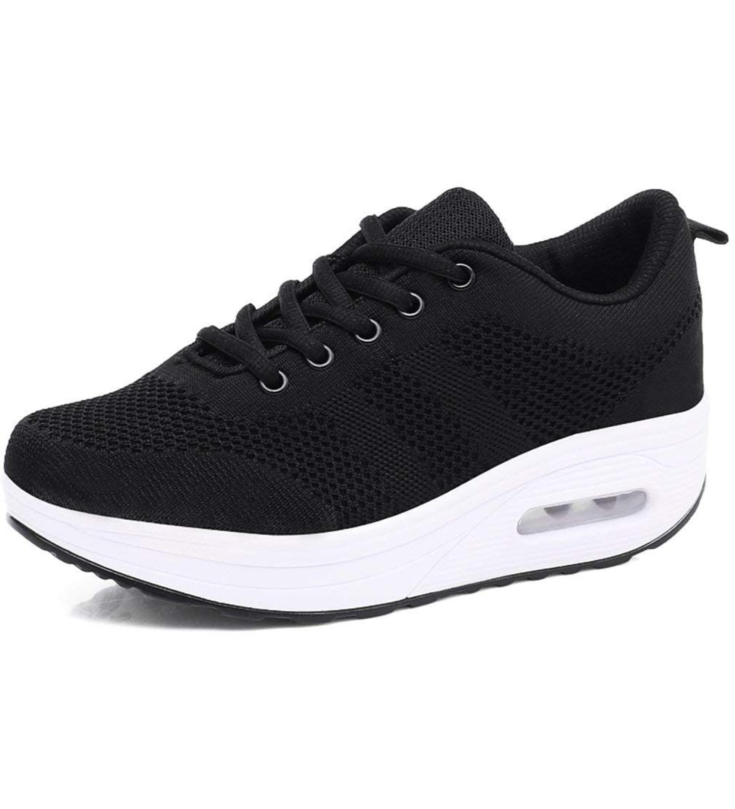 Sistke Women's Outdoor Sneakers - Lightweight Breathable Plateau Sports Shoes - Mesh Running & Street Shoes in Black (Size 36 EU) - Buy Online on SooperMarket.com