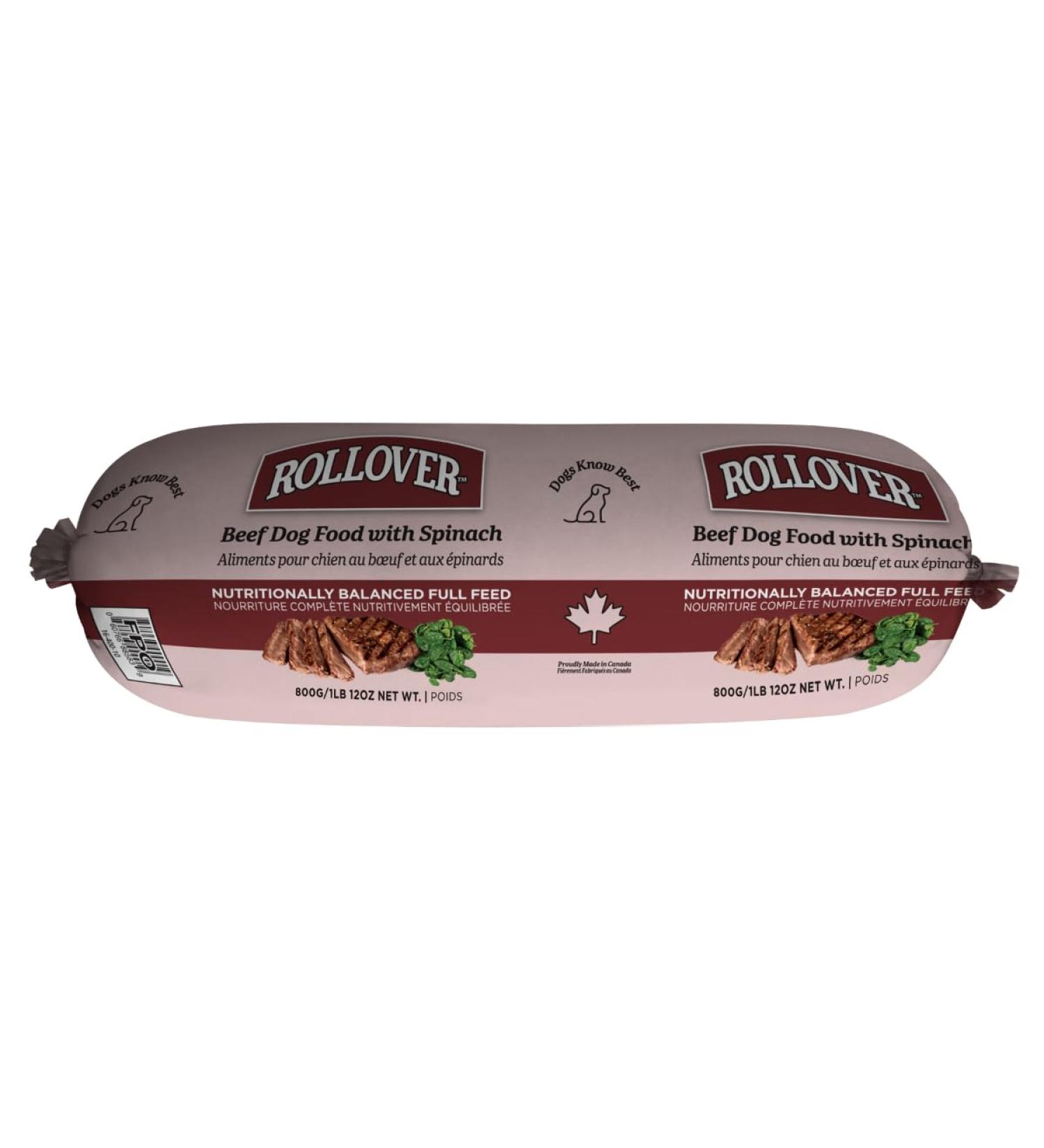 Rollover Beef Dog Food with Spinach - 800g - Buy Online on SooperMarket.com