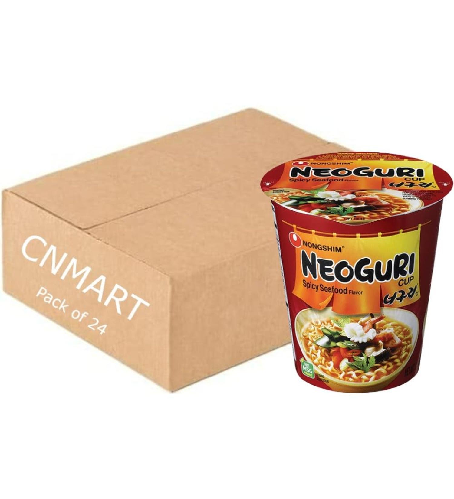 CNMART Nongshim Neoguri Hot Spicy Seafood Flavour Instant Noodle Cup 62g (Pack of 24) - Buy Online on SooperMarket.com
