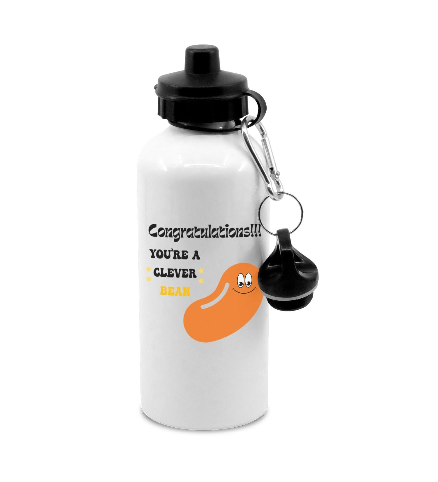 New Spirit Original Congratulations you're a clever bean water bottle with silver clip present gift exam graduation driving
