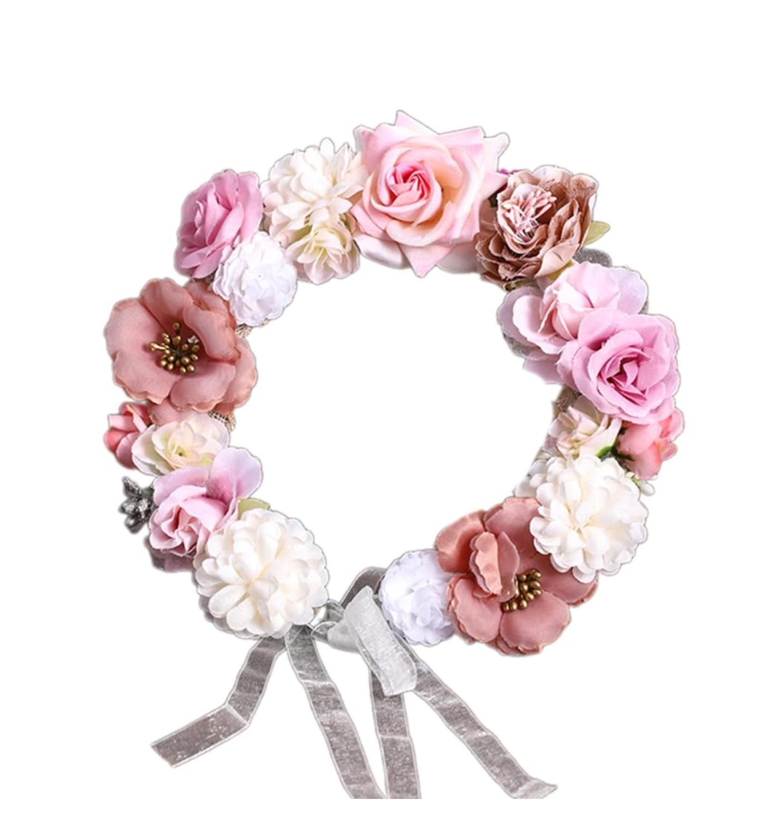 JSGHGDF Flower Headbands Women Bride Flower Crown For Wedding Party Supply Floral Garlands Crown Hair Wreath Floral Headbands Coffee color - Buy Online on SooperMarket.com