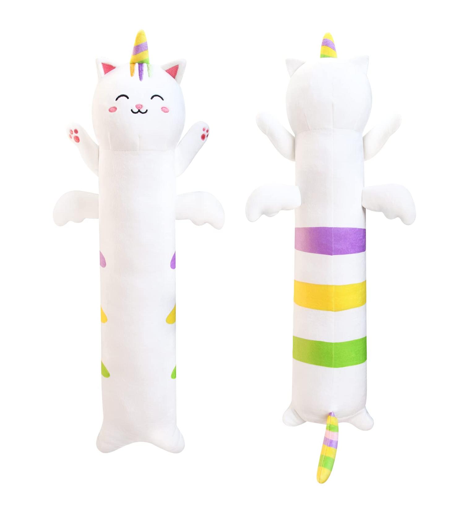 Kawaii Unicorn Plush Pillow - 60cm Long Stuffed Animal Gift for Christmas, Halloween, Birthday - White - Buy Online on SooperMarket.com