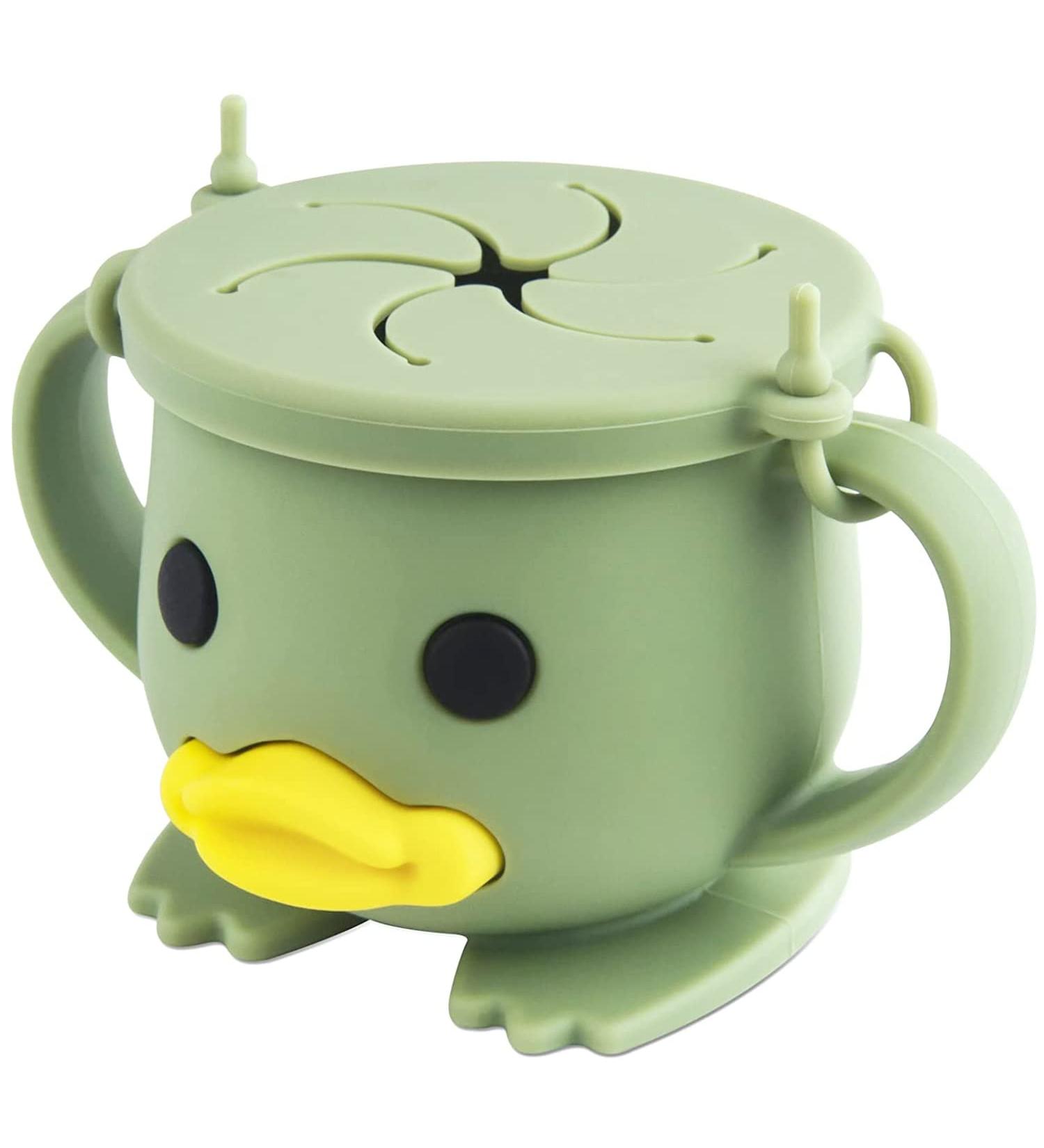 Qshare Silicone Baby Snack Cup - Non Spill Toddler Snack Catcher with Lid for Finger Food - Sage Green, BPA Free & Portable - Buy Online on SooperMarket.com