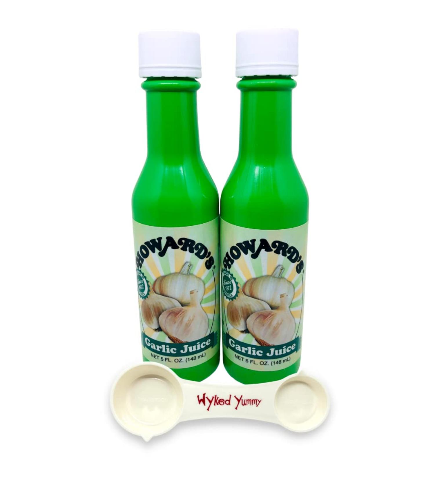 Howards Garlic Juice 5 oz Bottles - 2 Pack with WYKED YUMMY 4-in-1 Measuring Spoon - Buy Online on SooperMarket.com