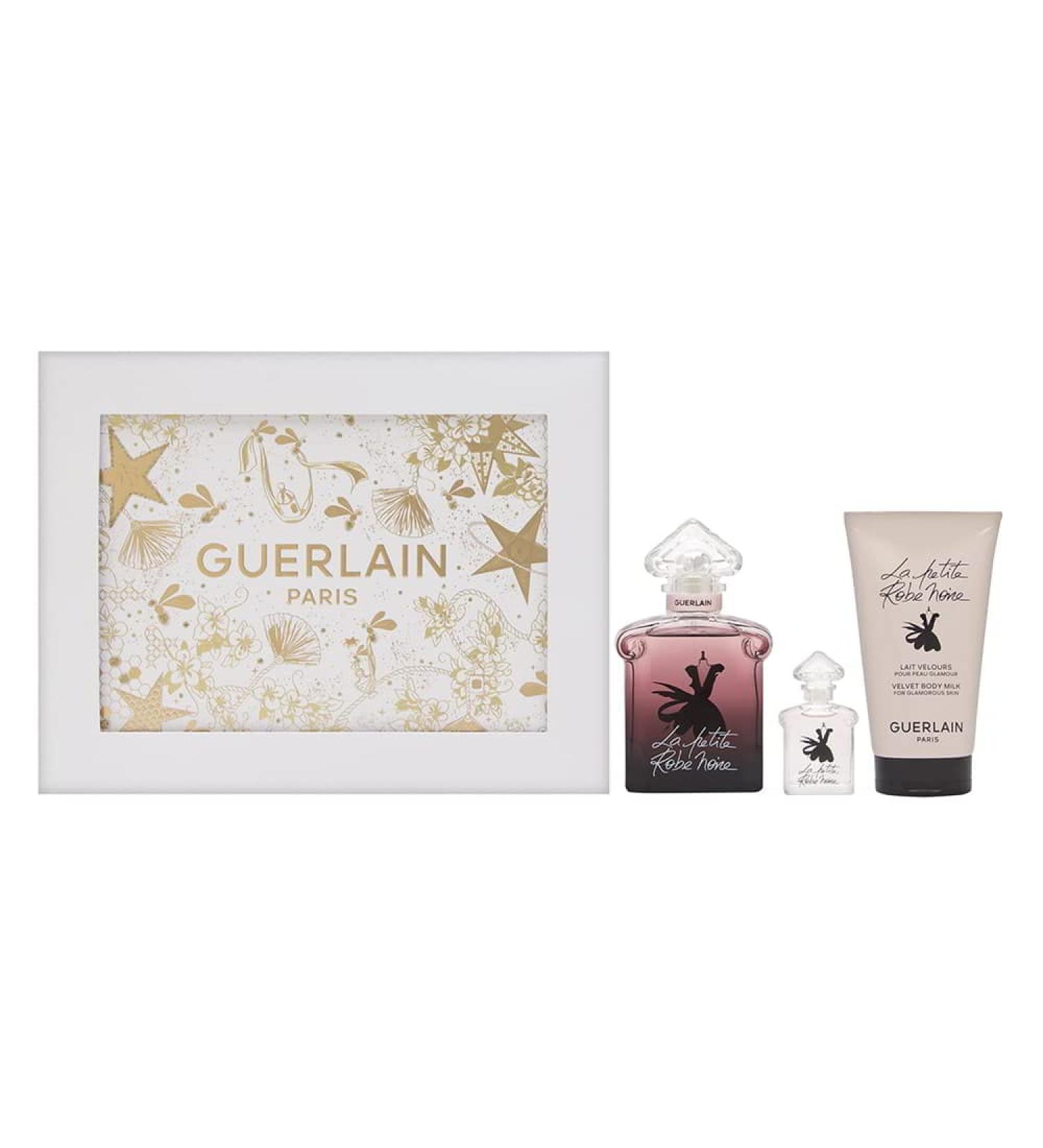 La Petite Robe Noire by Guerlain for Women 3 Piece Set Includes: 1.6 oz Eau de Parfum Intense Spray + 0.16 oz Eau de Parfum Intense + 2.5 oz Velvet Body Milk for Glamorous Skin