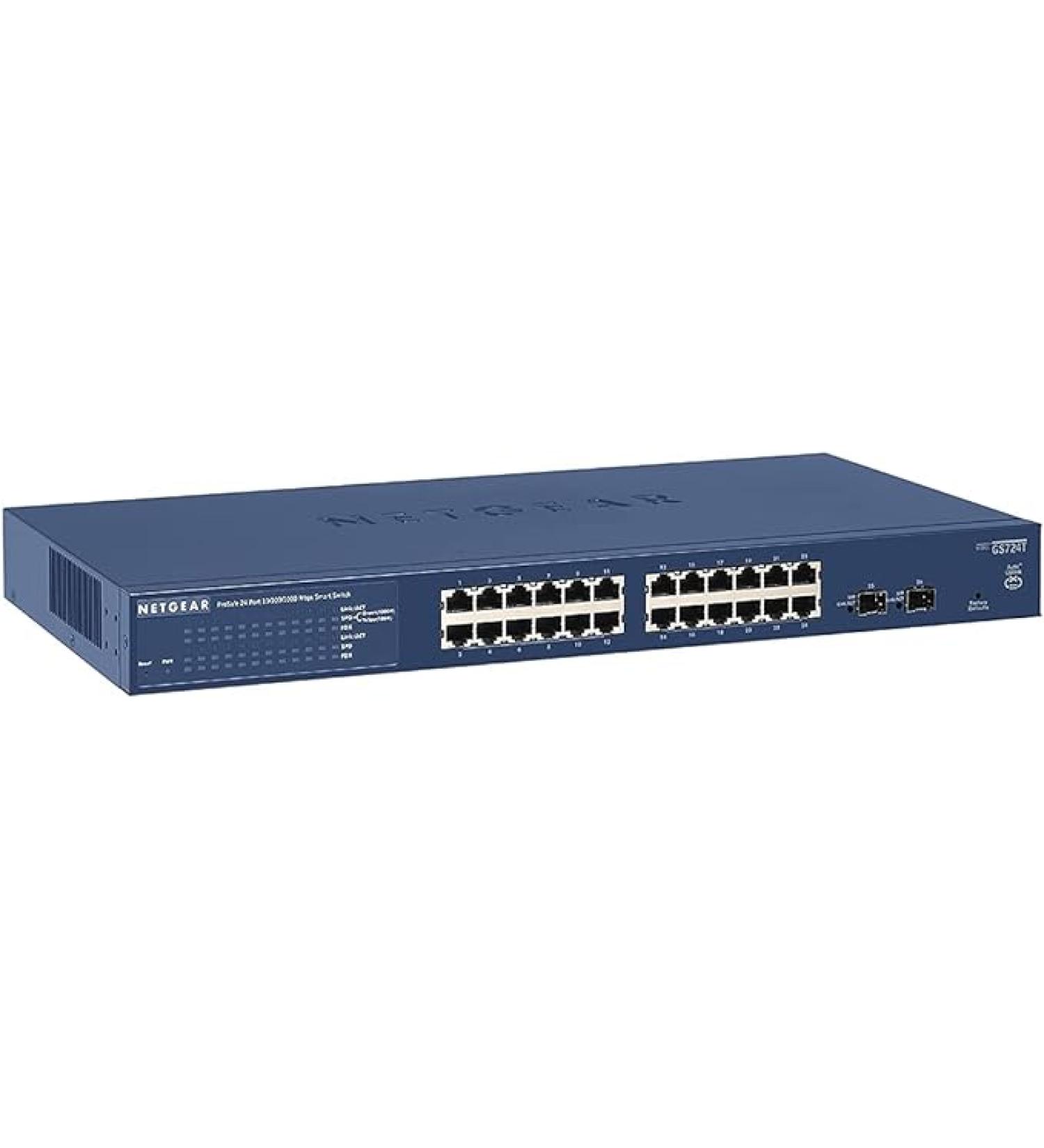 NETGEAR 24-Port Gigabit Ethernet Smart Managed Pro Switch (GS724Tv4) - with 2 x 1G SFP  Desktop/Rackmount  and ProSAFE Lifetime Protection - Buy Online on SooperMarket.com
