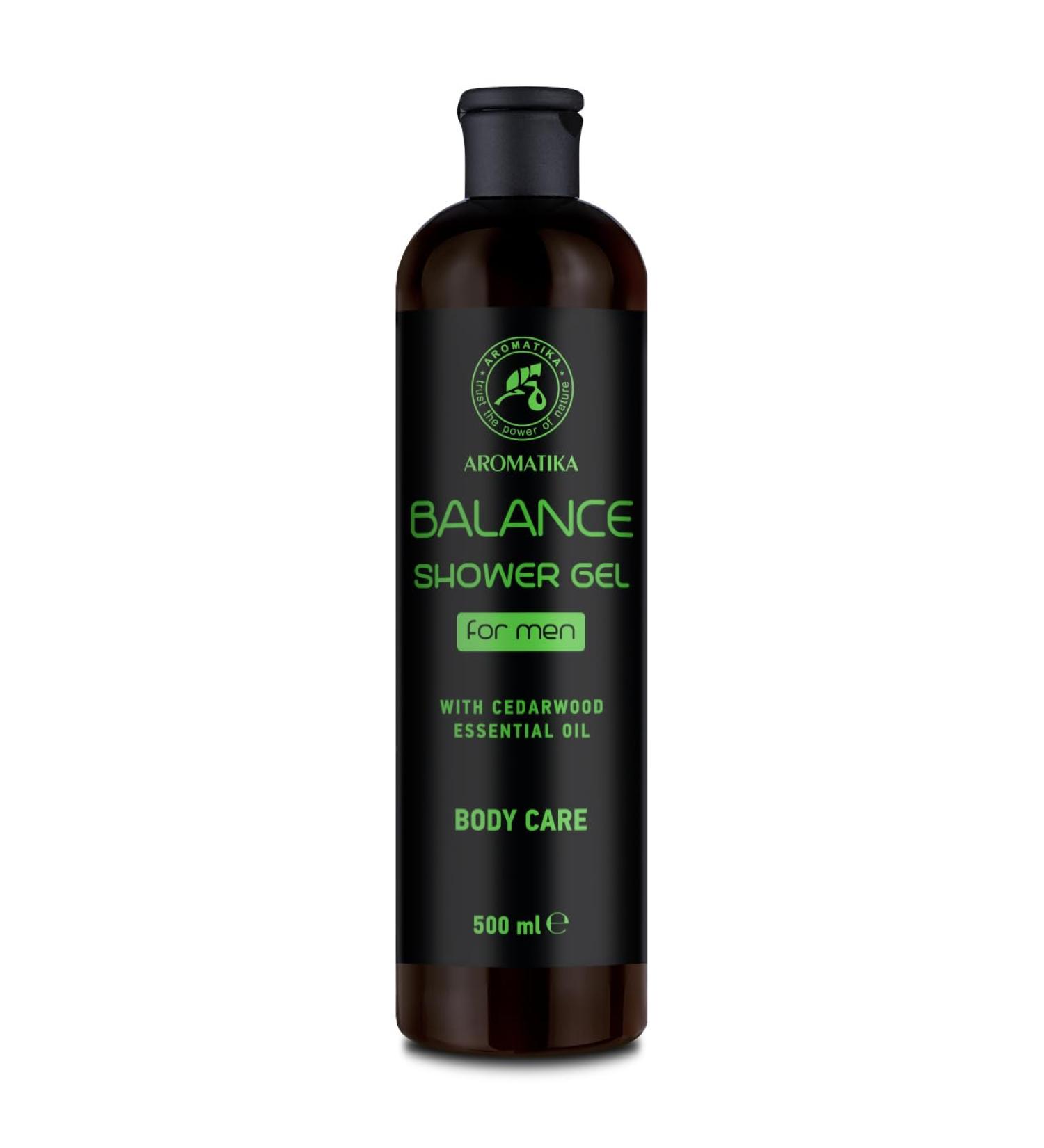 Shower Gel Balance 500ml - Shower Gel for Men with Cedarwood Essential Oil - Body Care - Cleansing and Care - Coniferous Fragrance - Masculine Aroma - Body Wash for Him - Buy Online on SooperMarket.com