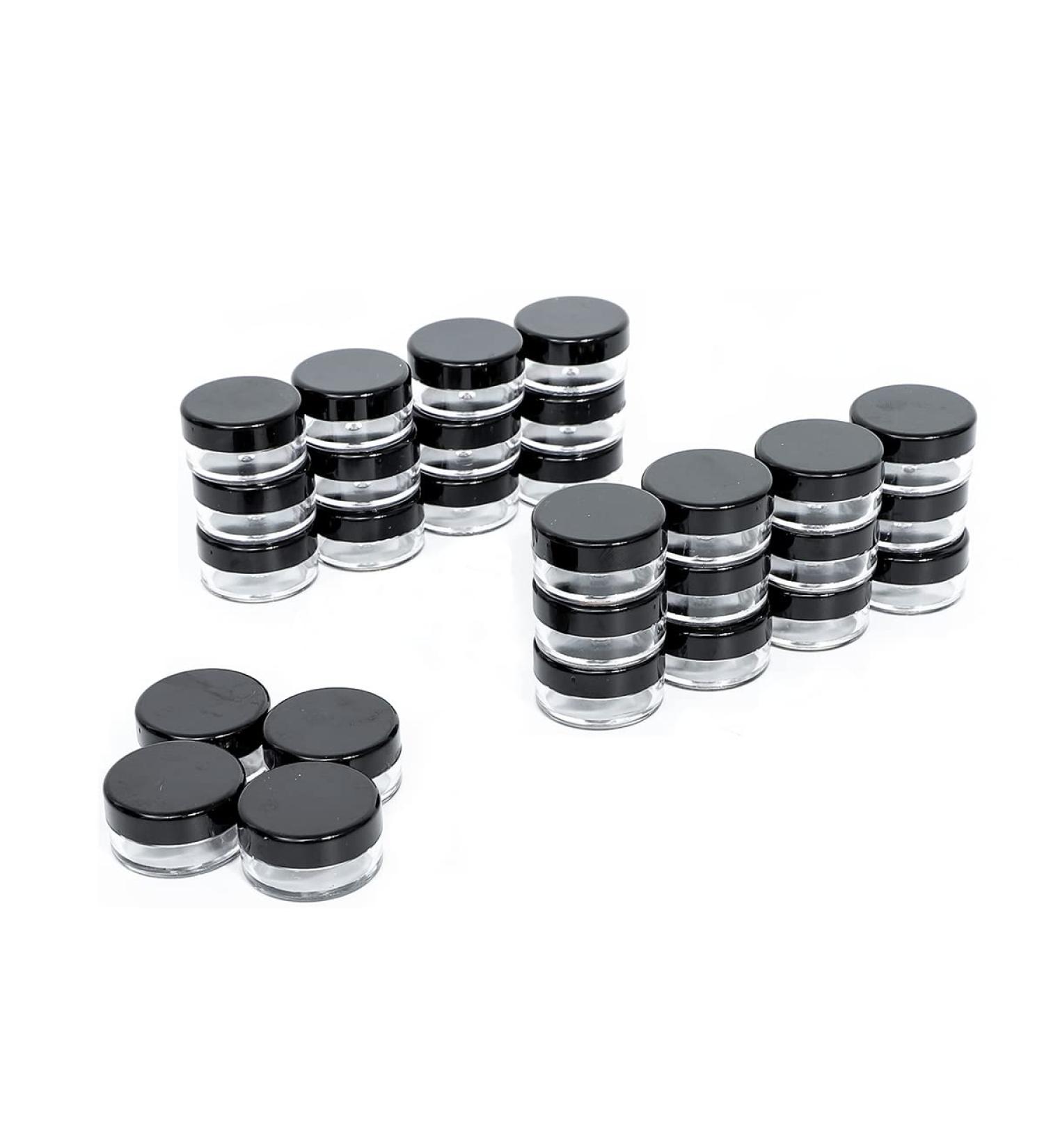 60pcs Black Empty Plastic Cosmetic Sample Containers - Small Jars for Makeup, Eye Shadow, Cream & More - Buy Online on SooperMarket.com