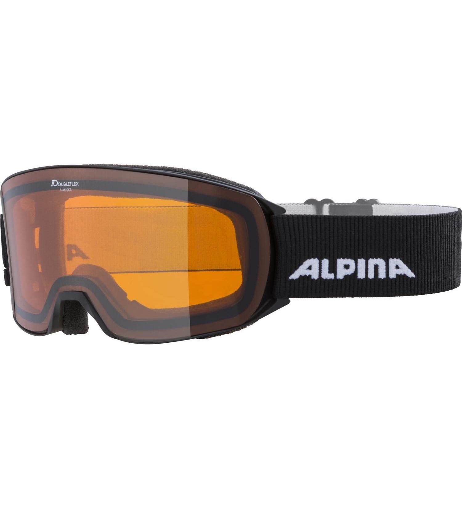 Alpina Nakiska - Free extremely robust & break -proof OTG ski goggles with 100% UV protection for adult unit size Black Matt Single