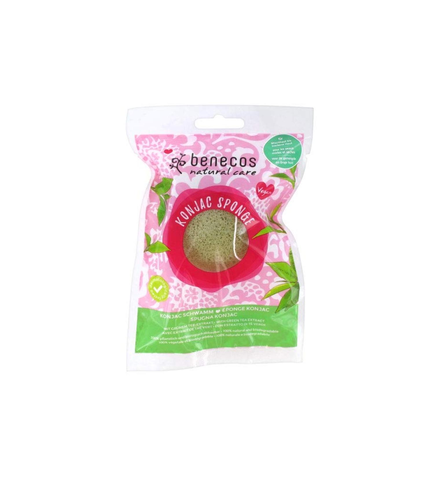 benecos - natural beauty - Konjac Sponge - green tea - 100% biodegradable B09435 Green 1 Sponge