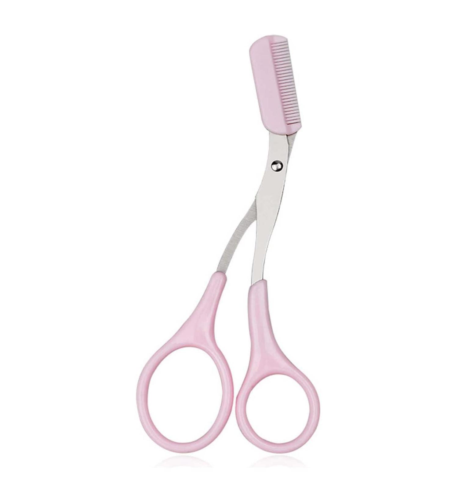Professional Eyebrow Trimmer Scissors with Comb - Eyebrow & Eyelash Hair Remover Tool for Men and Women - Pink - Buy Online on SooperMarket.com