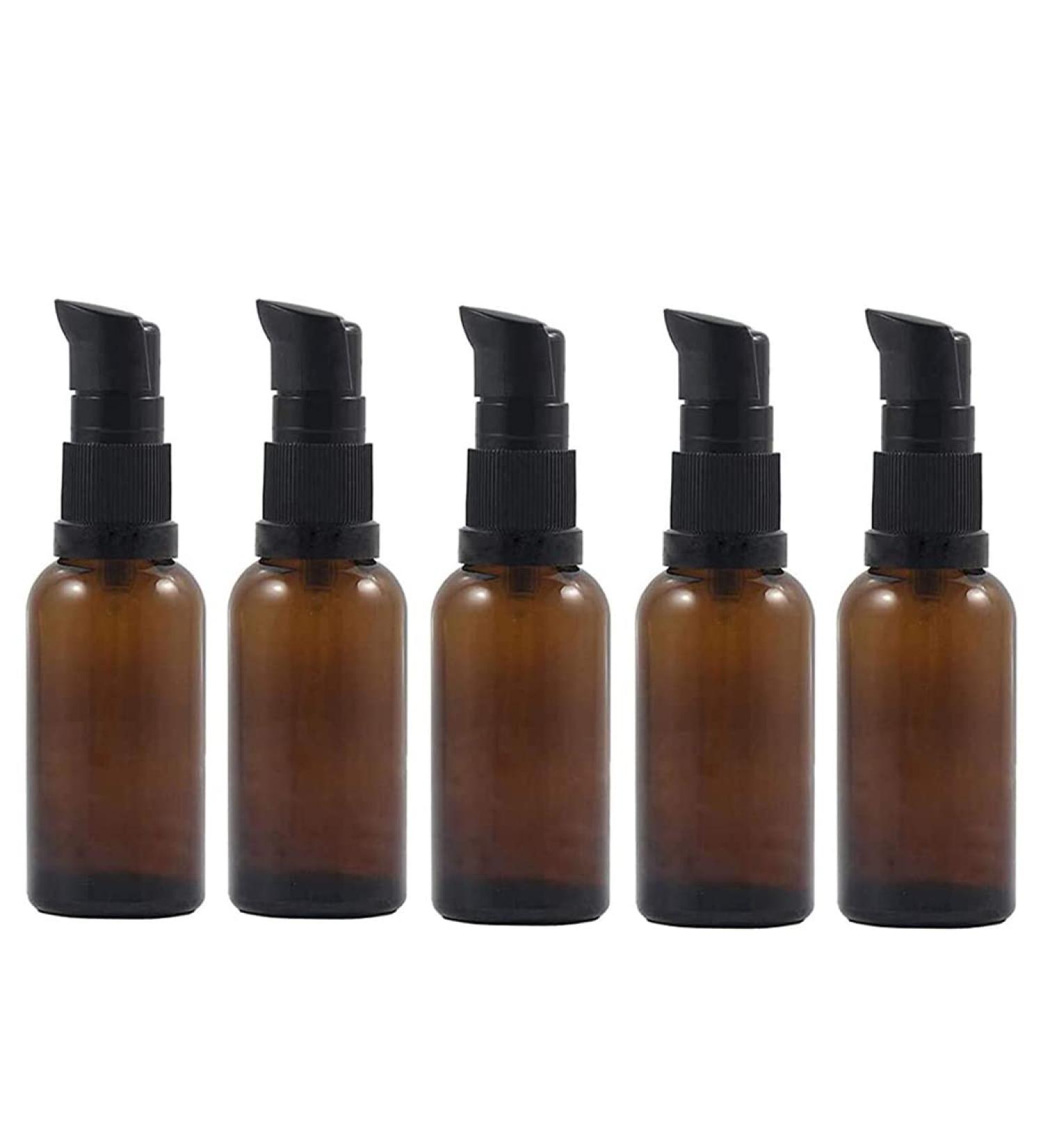 ericotry 6 Pcs 30ml Amber Glass Travel Bottles for Toiletries Refillable Travel Size Liquid Containers Glass Lotion Pump Bottle Mini Soap Pump Dispenser Cosmetic Container Bottle Travel Accessories - Buy Online on SooperMarket.com