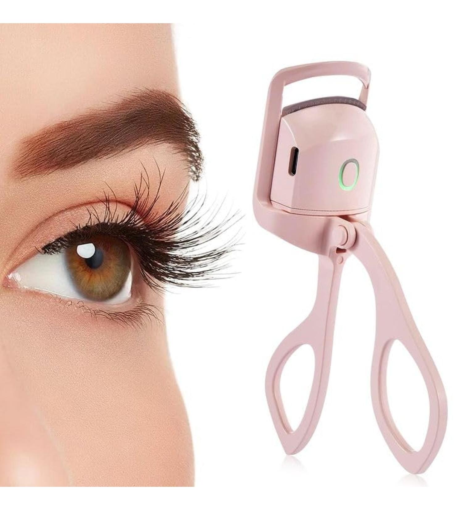 Buy Heated Eyelash Curler - Electric Rechargeable Rapid Heat-Up Long-Lasting Curls Sensing Heating Silicone Pad (Pink) - International Shipping Available - Buy Online on SooperMarket.com