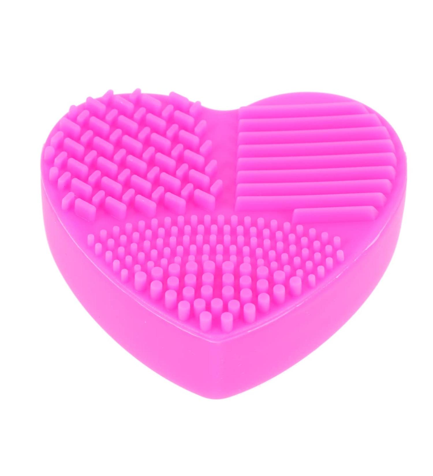 Cabilock Silicone Tool Brush Cleaner Mat Brush Cleaning Pad Brush Washing Mat Makeup Brush Cleaning Tool Heart-shaped Cleaning Supplies 8X8.5cm Rosy - Buy Online on SooperMarket.com
