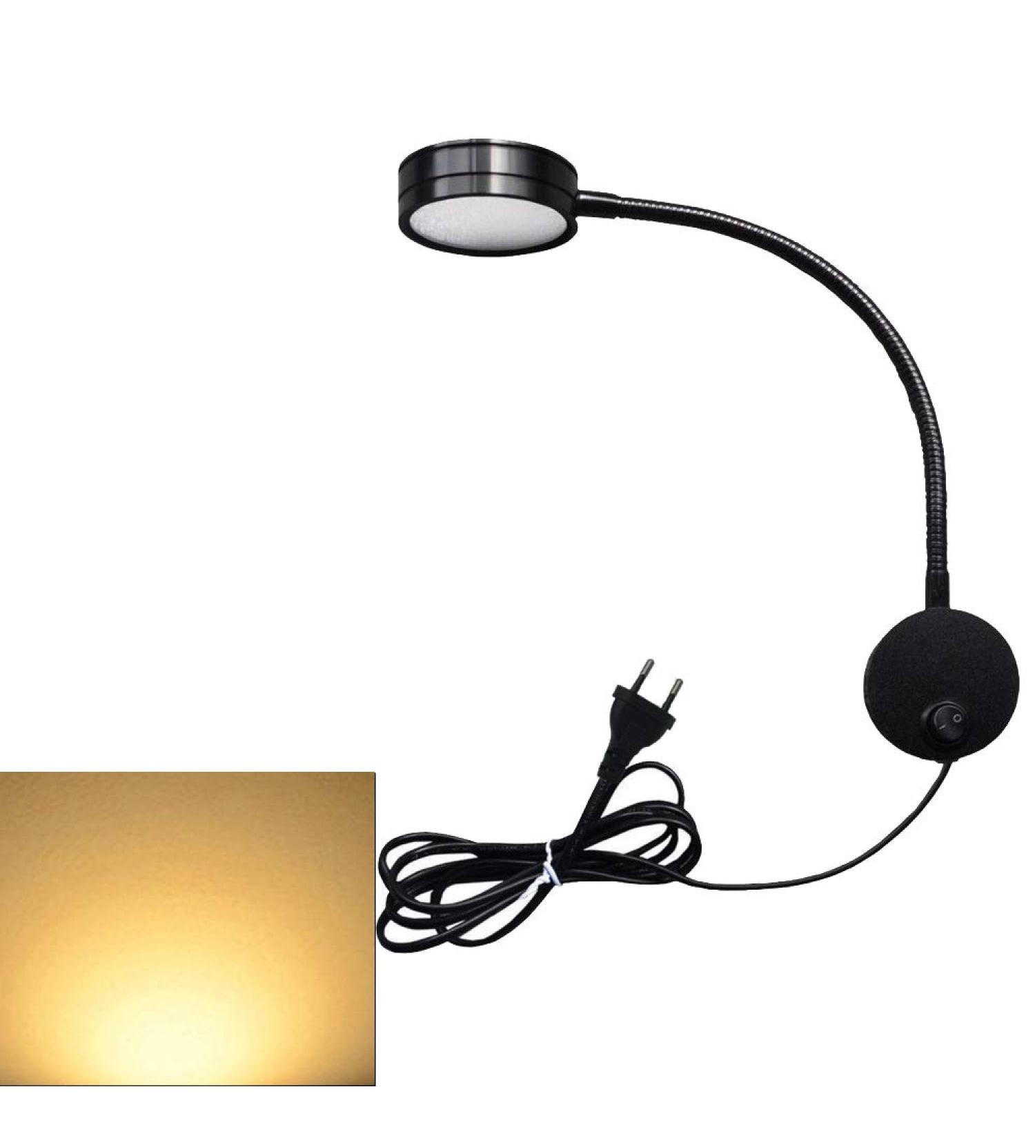 Youngine EU Plug Reading Lamp - 5W Flexible LED Bedside Light with On/Off Switch - Swan Neck Design for Bedroom & Office - 3000K Black & Warm White - Buy Online on SooperMarket.com