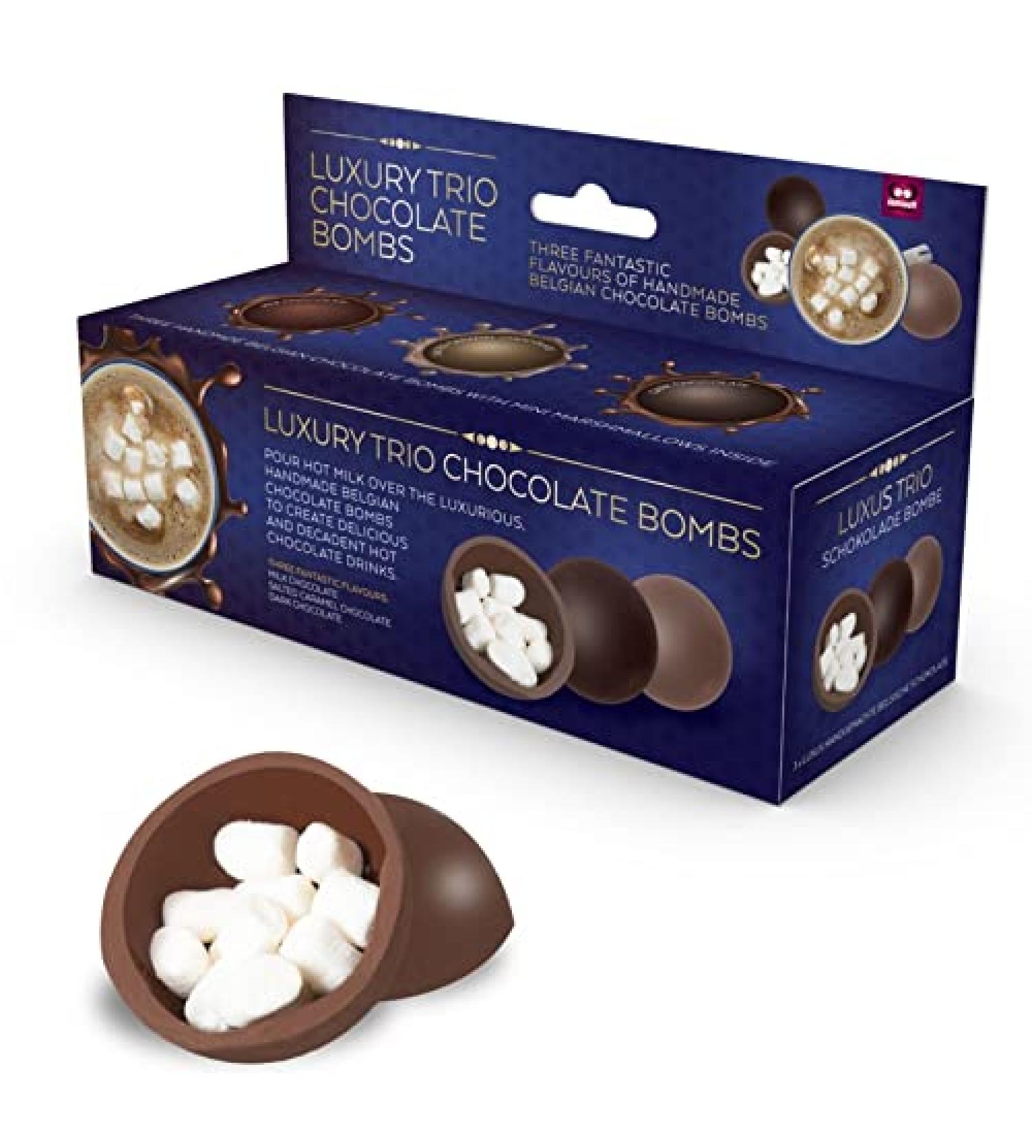 Premier Life Hot Chocolate Bomb Trio in 3 Flavours Melting Marshmallows Luxury Edition by Funtime Gifts - Buy Online on SooperMarket.com