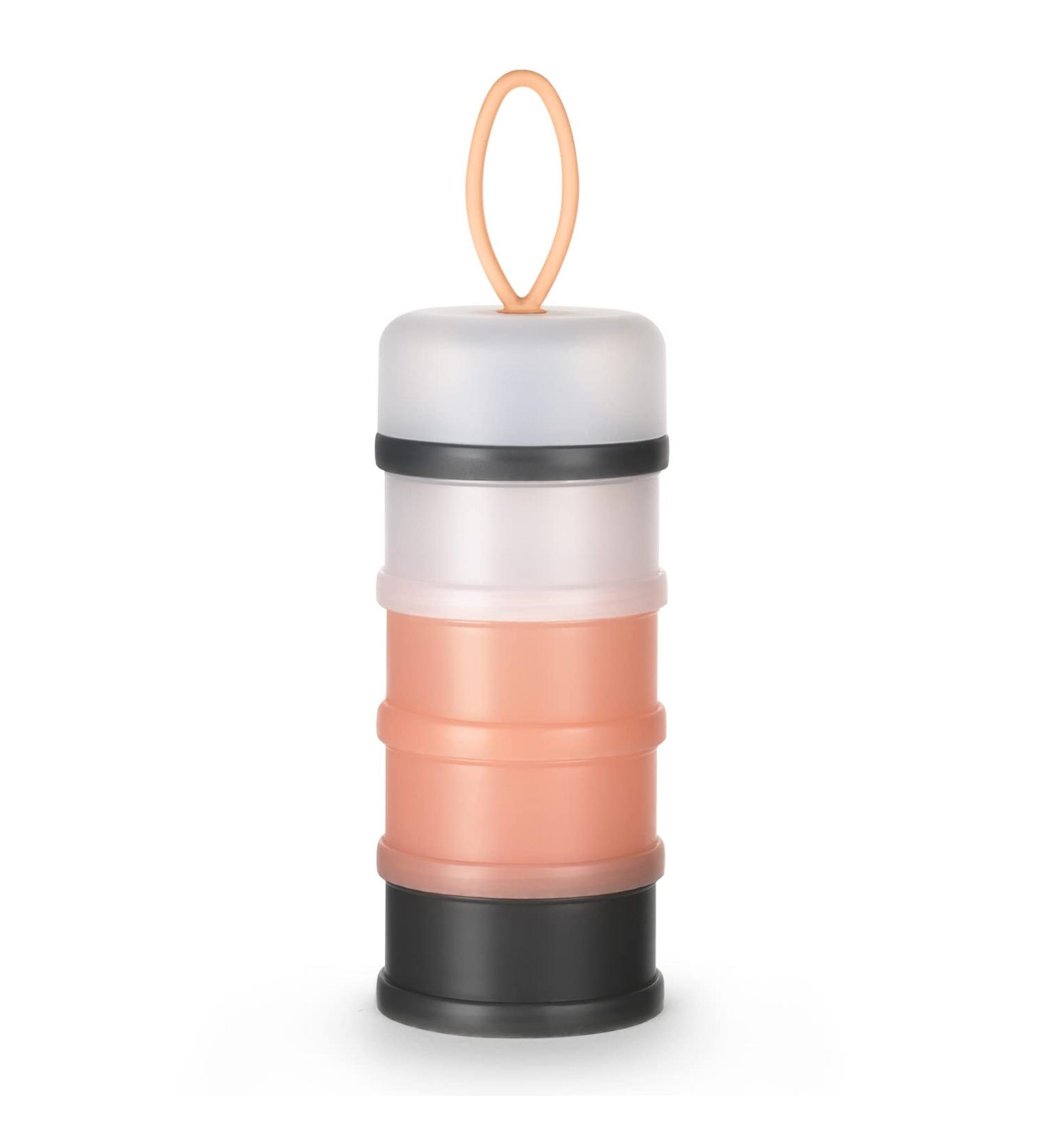 Vicloon Baby Milk Powder Dispenser 4-Layer Portable Storage Container - Gray & Pink | Stackable Pots for Kids Snacks, 120ml per Layer - Buy Online on SooperMarket.com