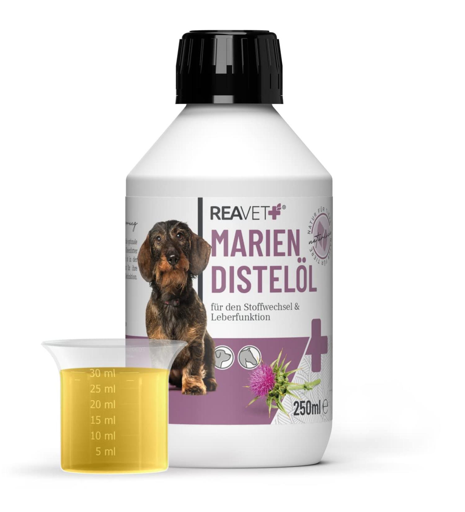 Reavet Mary Thistle Oil for Dogs & Horses 250ml | Natural Food Grade BARF Supplement Rich in Vitamin E & Omega-6 - Buy Online on SooperMarket.com