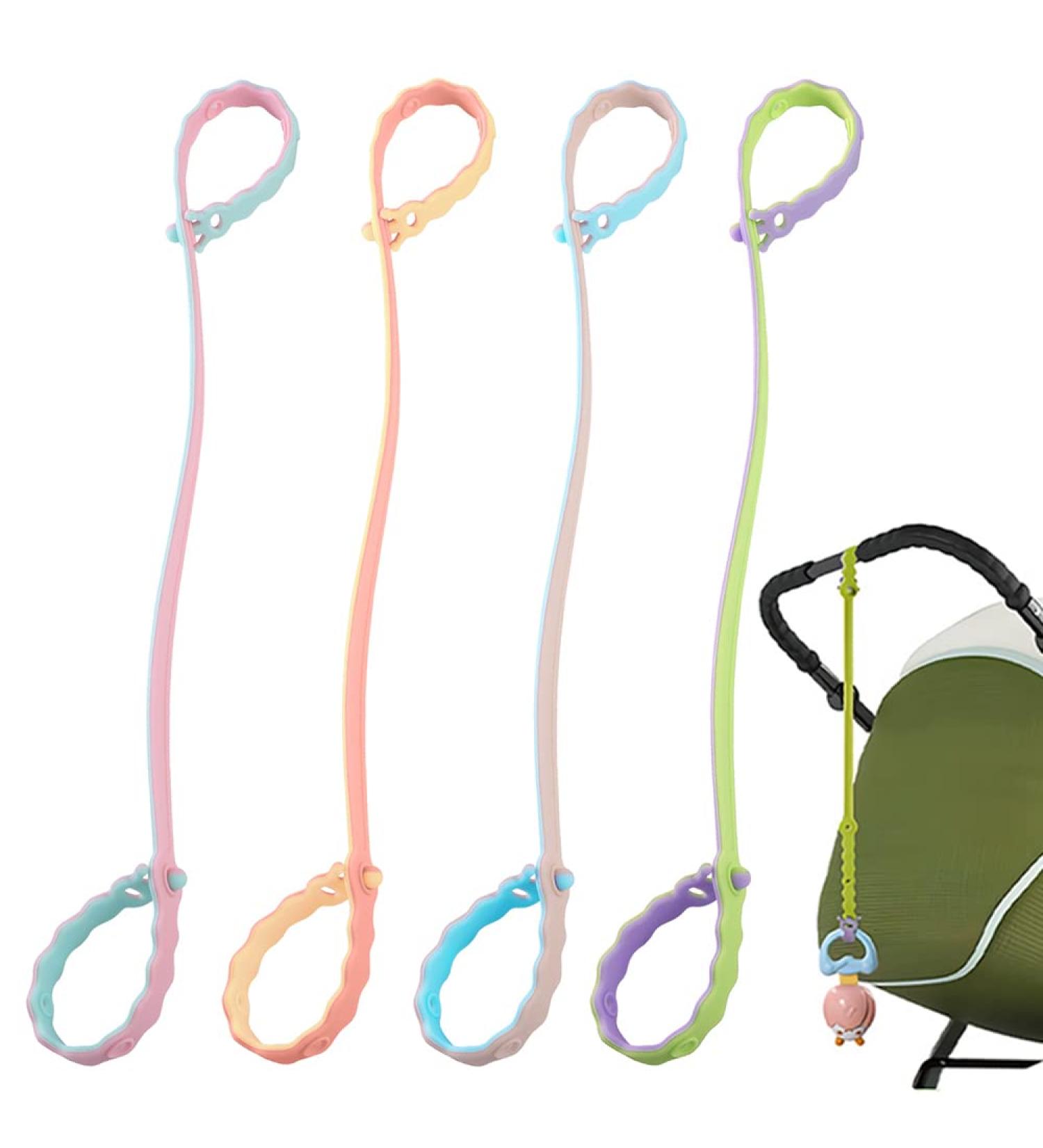 4 Pcs Adjustable Silicone Toy Clips for Baby Pacifier, Feeding Bottle & More - Safety Straps for Stroller, High Chair & Cribs - Buy Online on SooperMarket.com