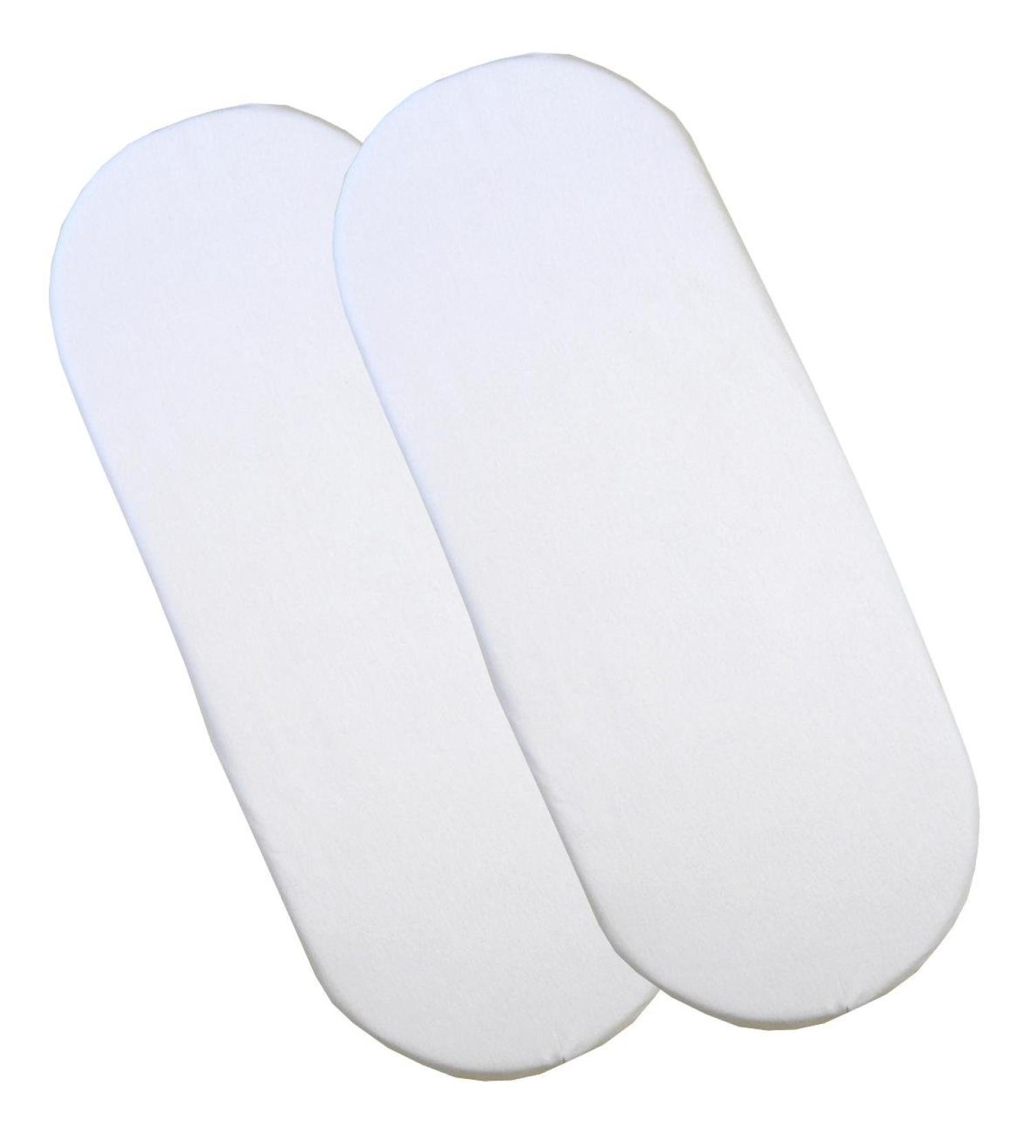 BabyPrem Moses Baskets Bassinet Fitted Sheet 2 Cotton 80 x 40cm 2 WHITE