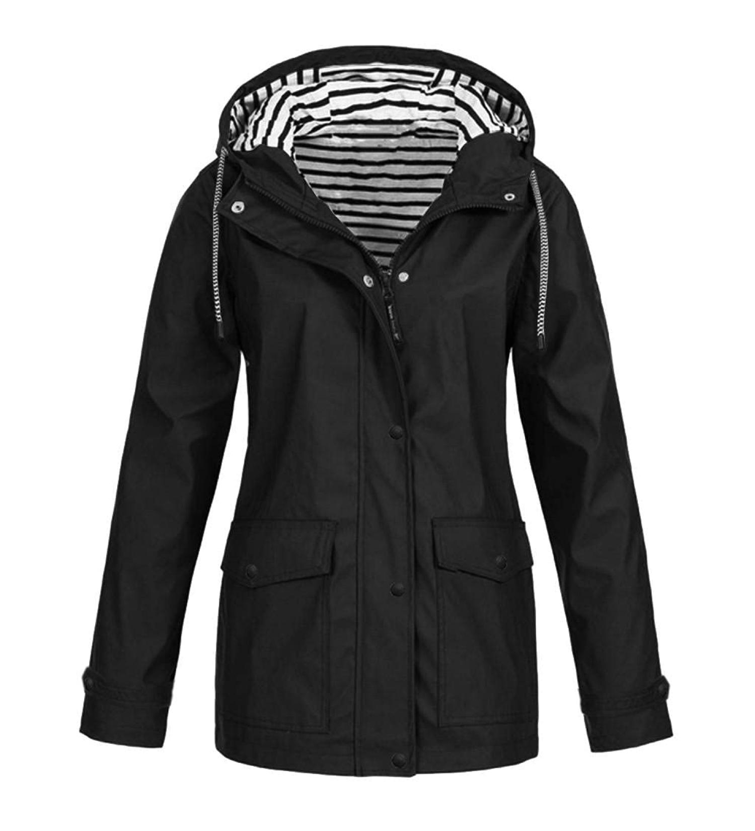 Ronony Waterproof Hooded Rain Jacket - Lightweight Windbreaker & Outdoor Sports Coat | XXL Black - Buy Online on SooperMarket.com