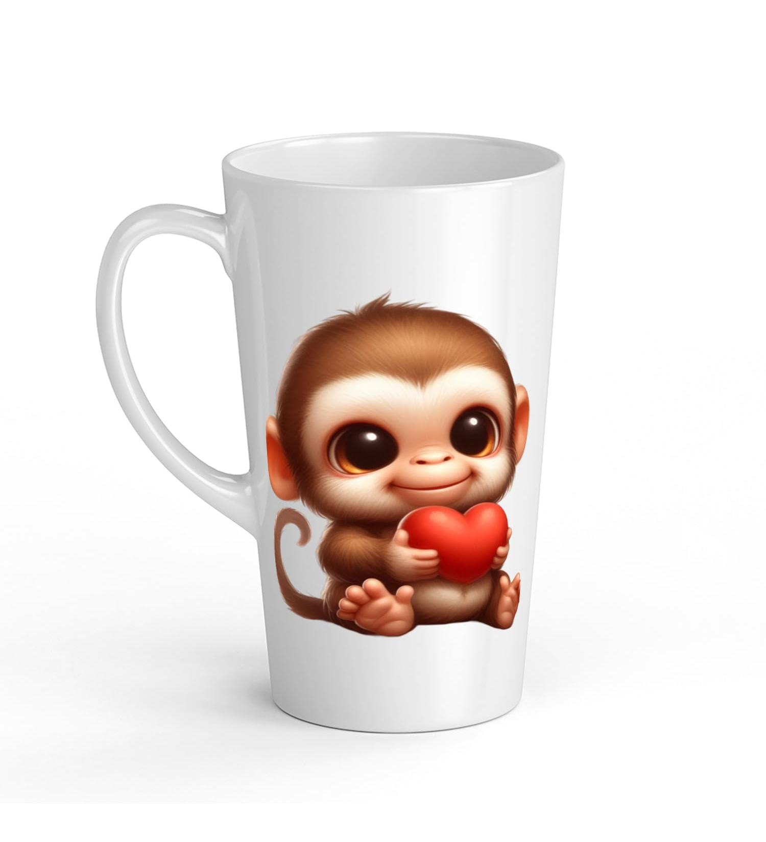 White Ceramic Baby Monkey Mug - Large 483 ml Perfect for Hot Chocolate or Milk Fun and Easy to Use
