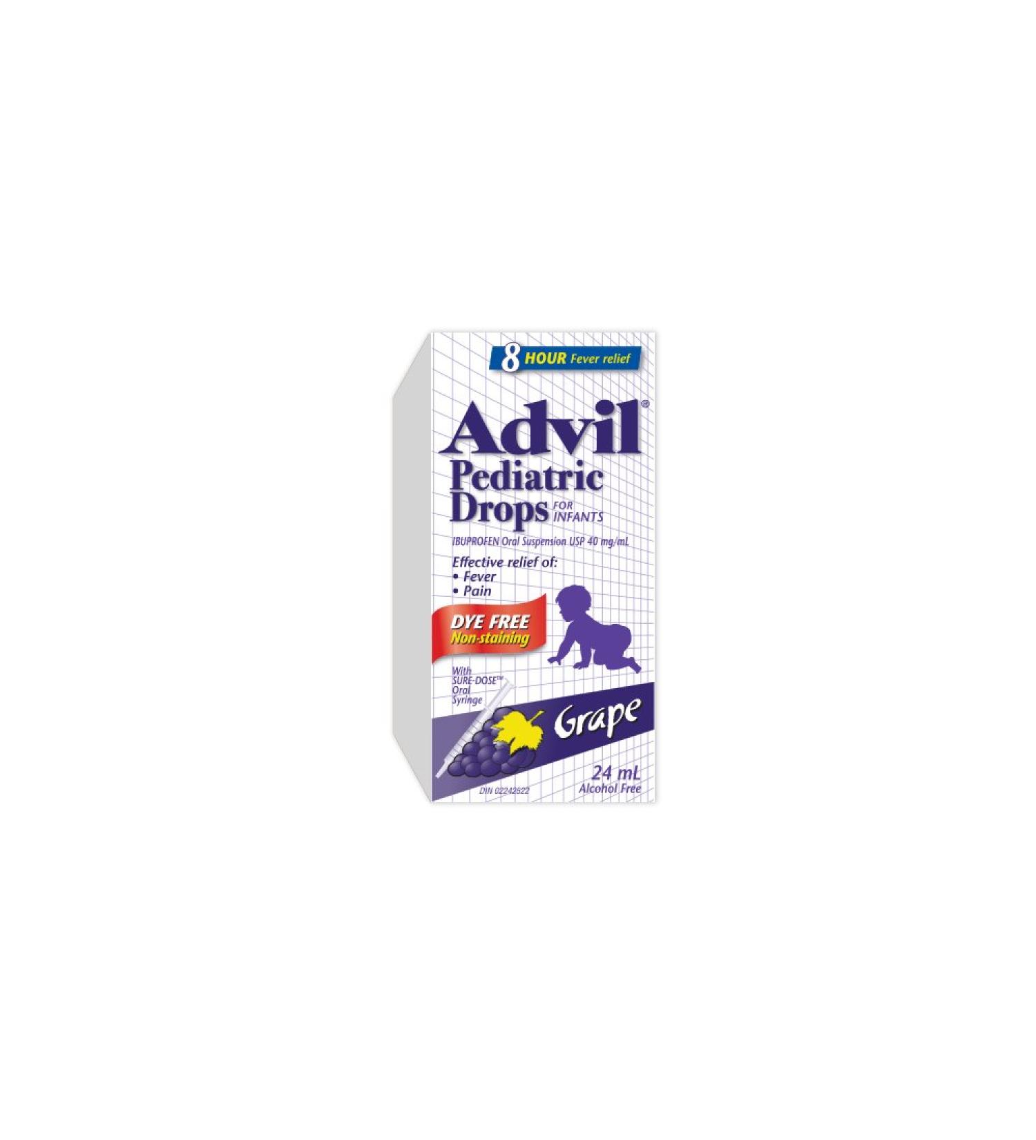 Advil Dye-Free Pediatric Drops Fever and Pain Reliever for Infants Grape Flavour 24 mL 24 ml (Pack of 1) Grape - Buy Online on SooperMarket.com