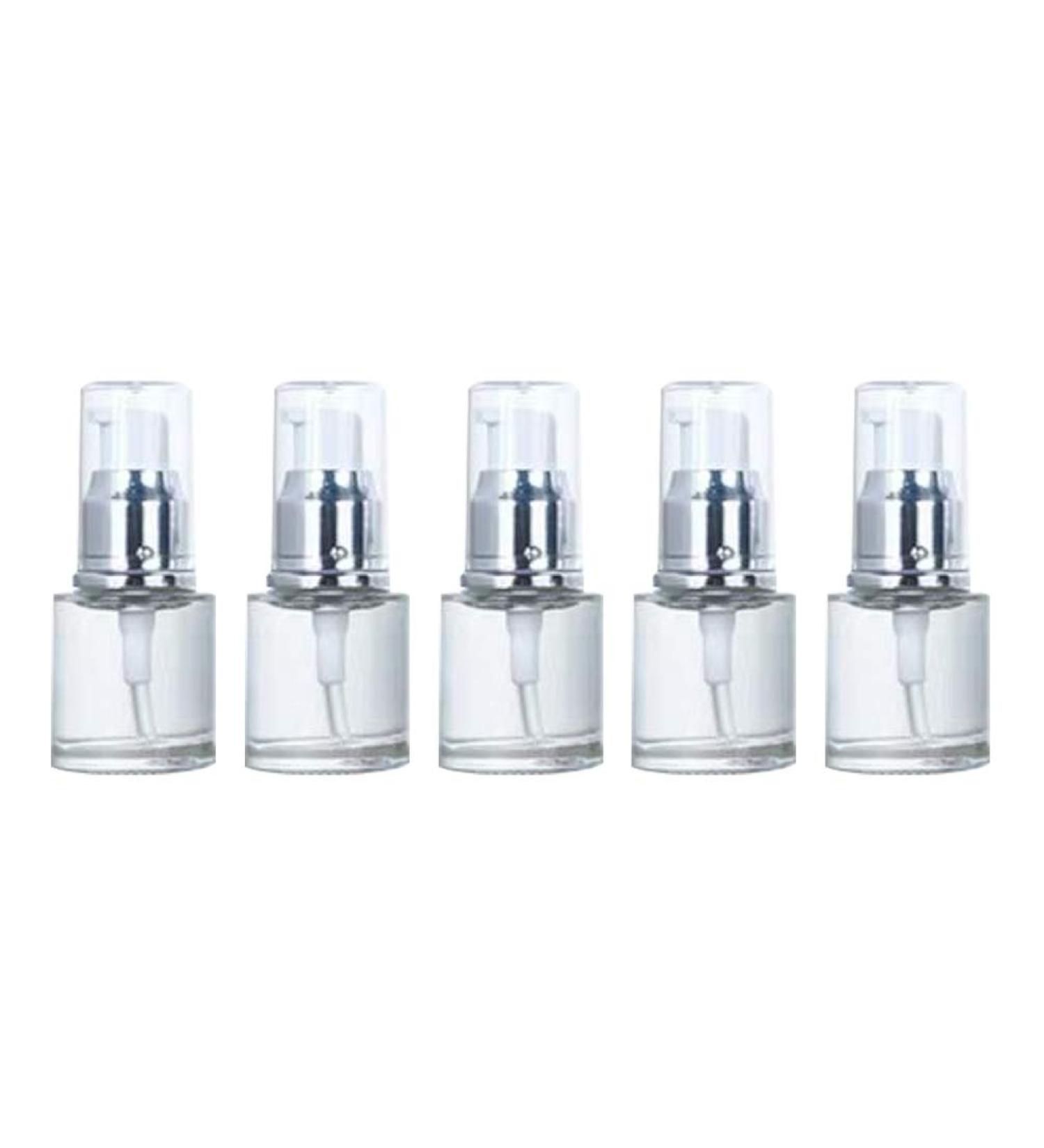 Hemoton 5pcs 20ml Mini Glass Pump Bottles - Refillable Perfume & Essential Oil Dispenser for Travel & Home (Silver) - International Shipping Available - Buy Online on SooperMarket.com
