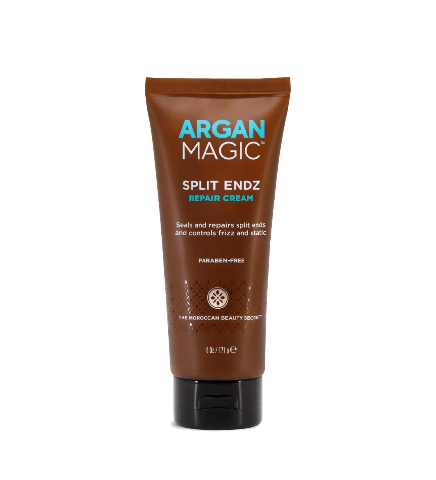 Argan Magic Split Endz Cream - Repair Frayed Ends, Prevent Breakage, Frizz Control - 6 oz, Made in USA, Paraben & Cruelty Free - Buy Online on SooperMarket.com