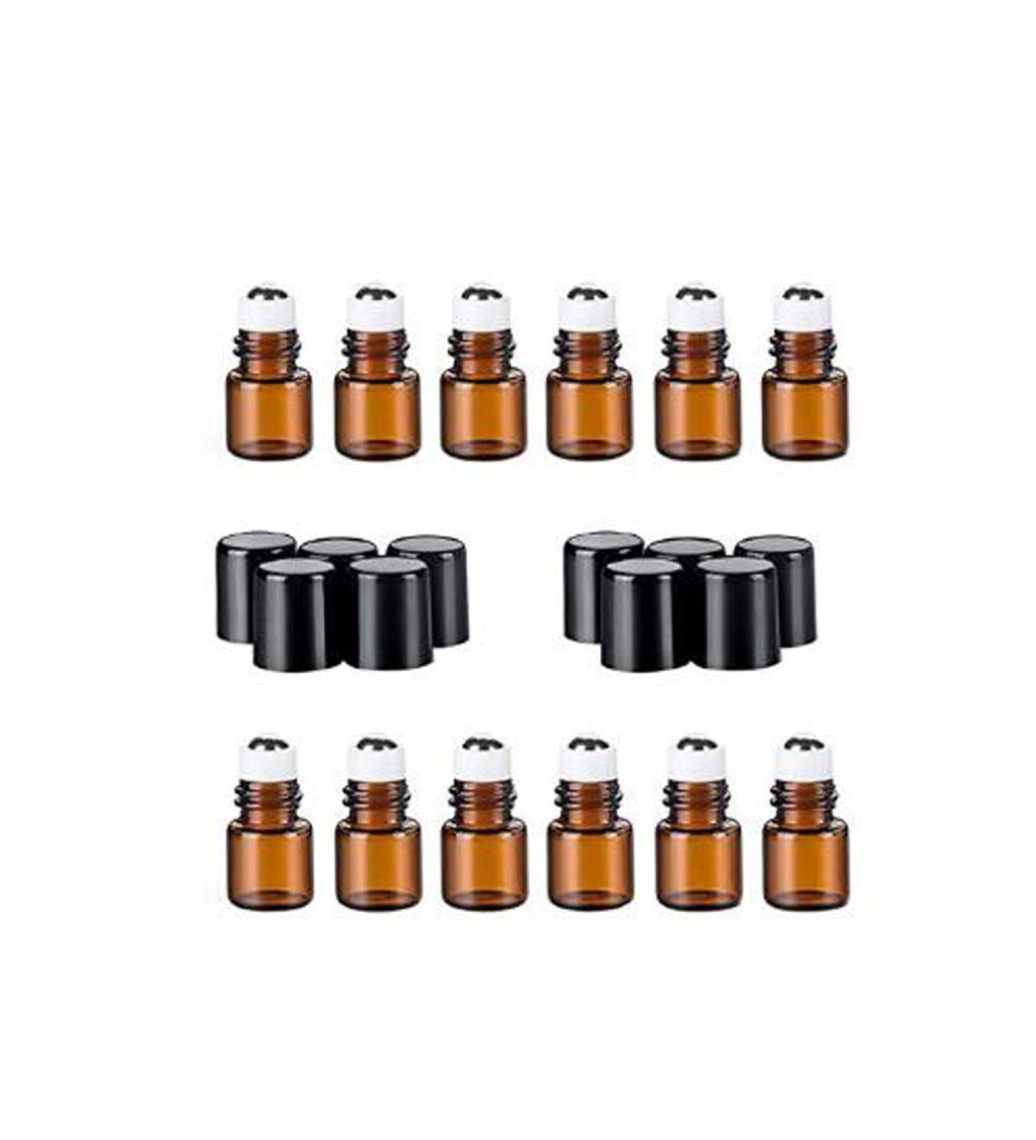 Mini Amber Glass Bottles - 12pcs 3ml Portable Containers for Cosmetics & Travel | Perfect for Samples & Roll-On Use - Buy Online on SooperMarket.com