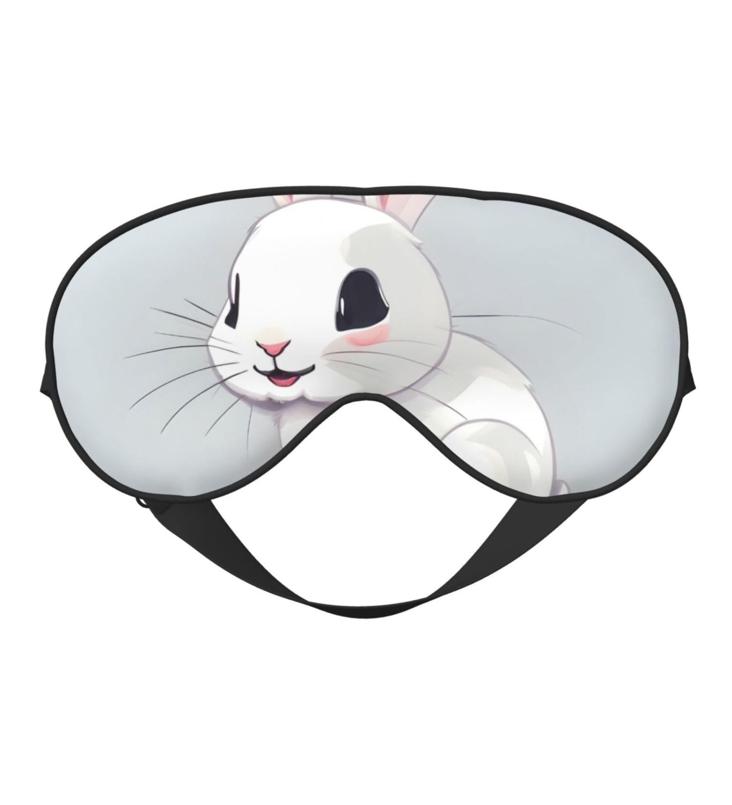Buy Cute White Rabbit Soft Sleep Eye Mask | Breathable Eye Patch for Travel & Relaxation - Buy Online on SooperMarket.com
