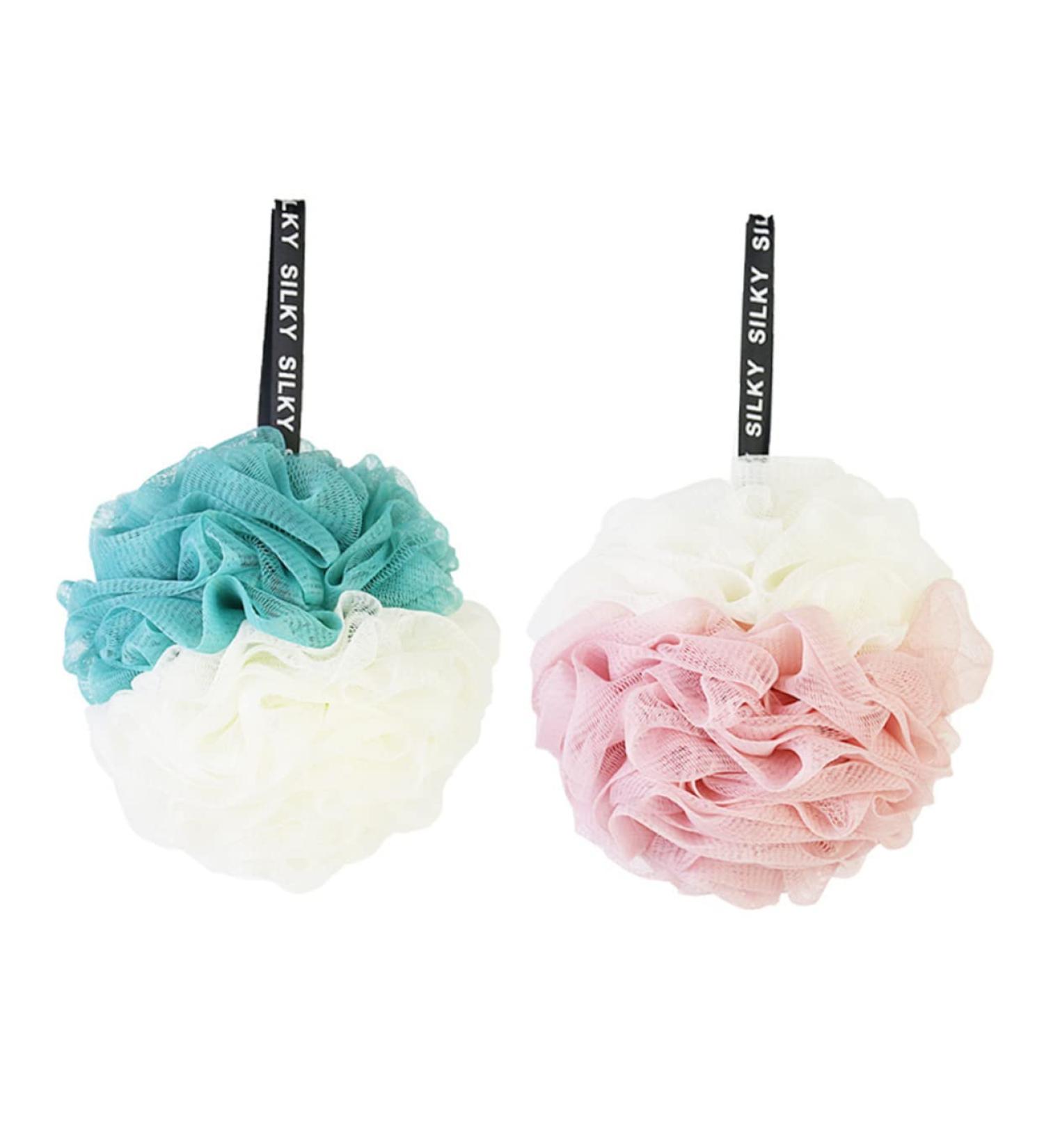 Angoily Shower Ball Mesh Sponge - 2pcs Large Bath Pouf for Women | International Shipping Available - Buy Online on SooperMarket.com