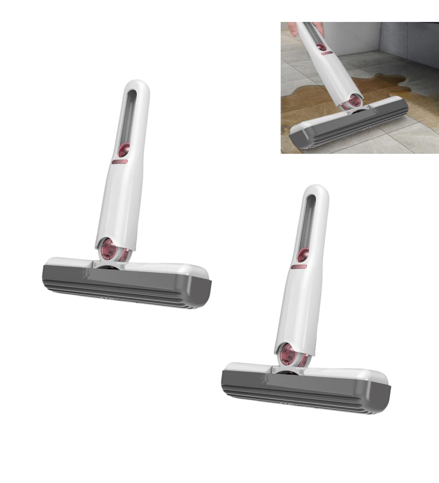 Mini Mop | Mini Portable Short Mop Self-Squeeze Glass Wiper | Hand Wash-Free Strong Absorbent Lazy Cleaning System for Desktops Windowpanes Tablewares White Suit*2 - Buy Online on SooperMarket.com
