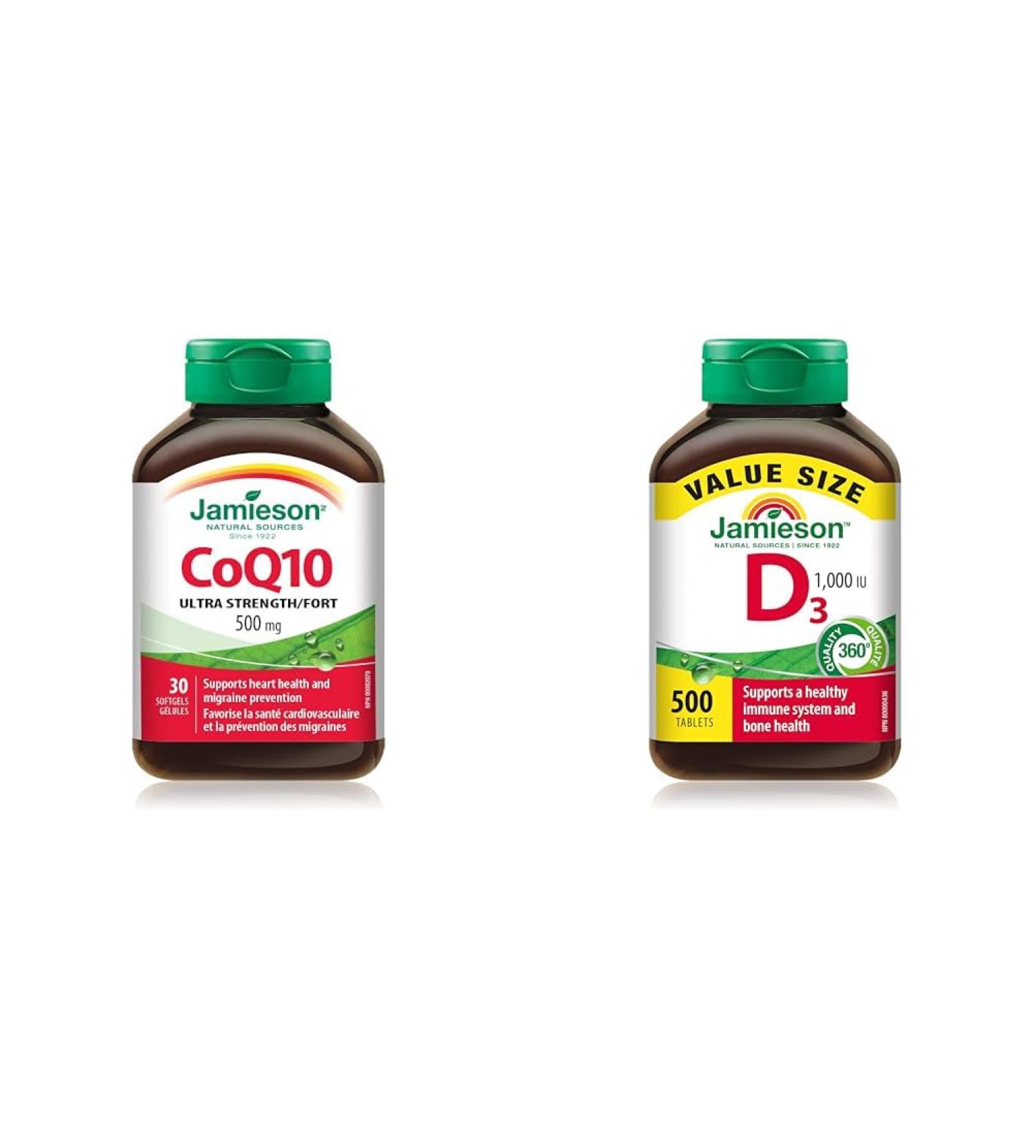 CoQ10 500 mg Ultra Strength - Coenzyme Q10 Non-GMO Gluten-Free 30 Count (Pack of 1) & Vitamin D 1 000IU 500 Tablets - Buy Online on SooperMarket.com