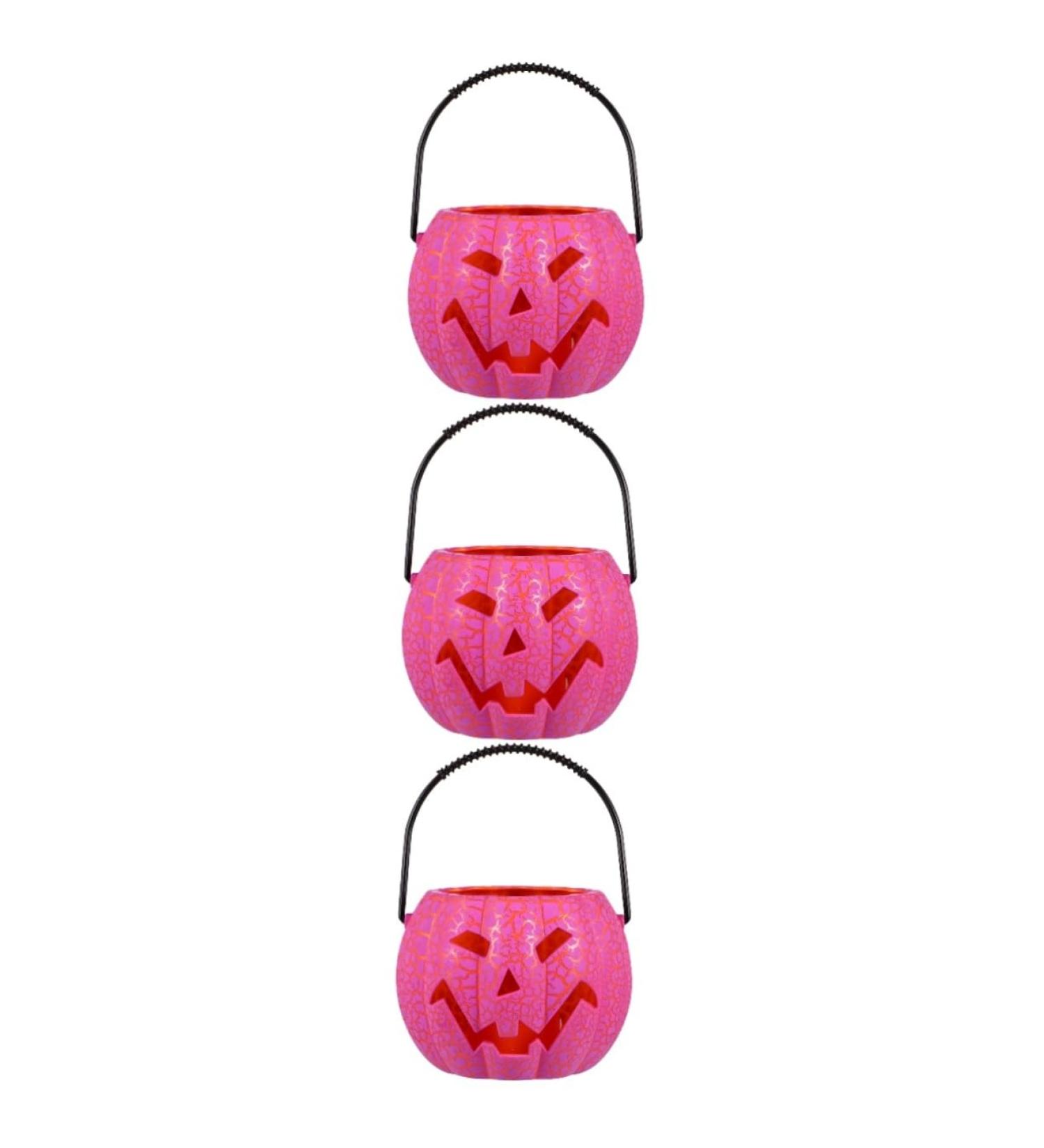 HOMSFOU 3 Pcs Glowing Crackle Purple Pumpkin Fall Pumpkin Decor Halloween Party Decorations Fall Centerpieces Trick or Treat Candy Buckets Halloween Paper Lantern Accessories Rural Plastic - Buy Online on SooperMarket.com