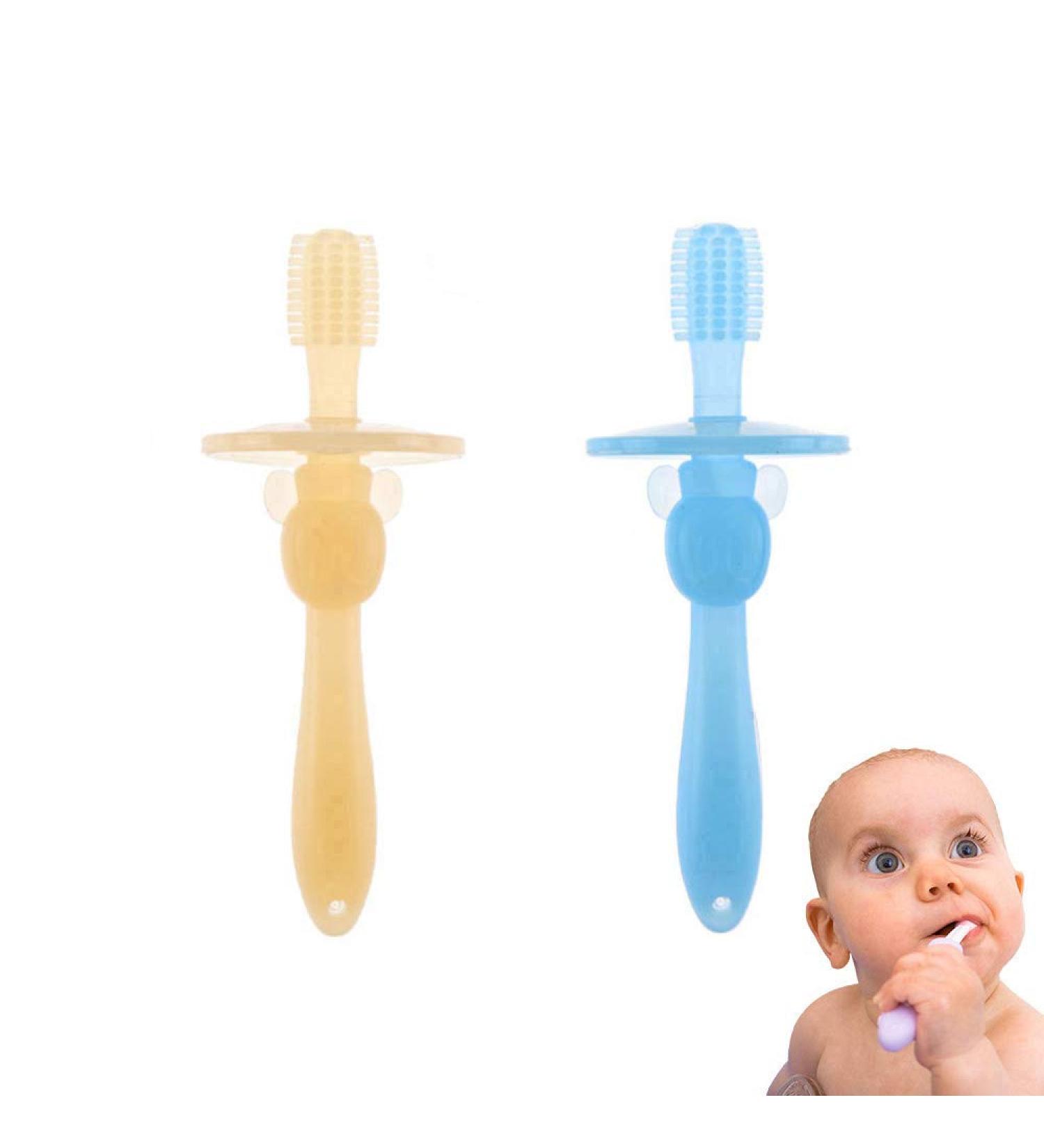 2-Pack Baby Toddler Soft Bristle 360 Training Toothbrush & Teether Combo - Buy Online on SooperMarket.com