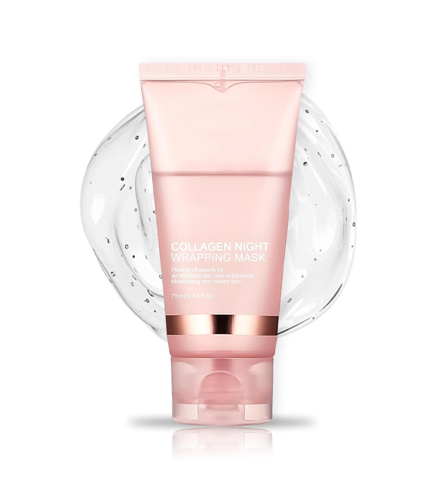 Collagen Night Wrapping Mask Collagen Overnight Face Mask Peel Off Face Masks - Hydrolyzed Collagen Face Masks Skincare for Elasticity & Hydration Tight Skin Reduce Sagging & Dullness - Buy Online on SooperMarket.com