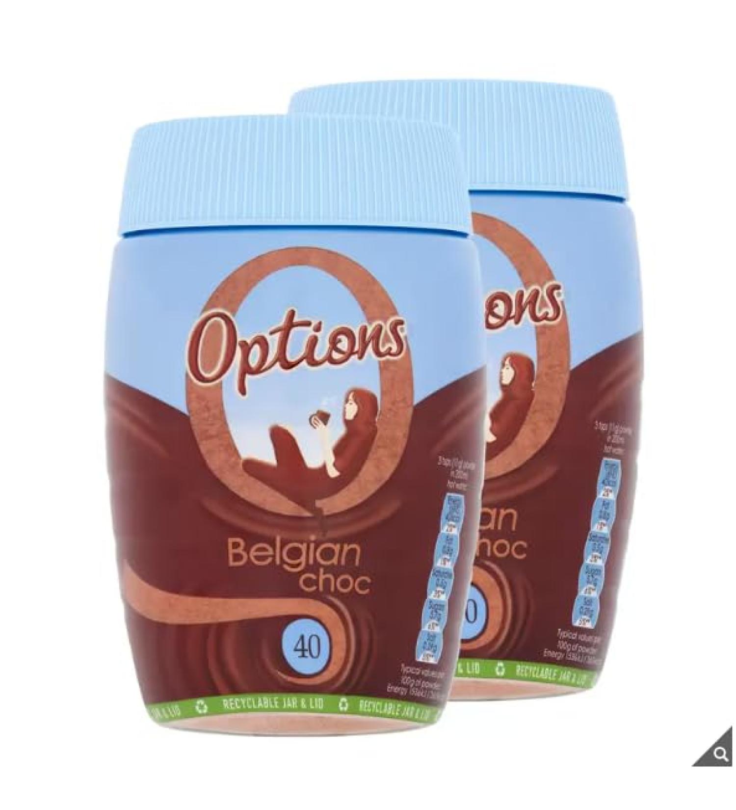 Options Choc-O-Lait 2 x 395g - Gluten Free- Smooth Belgian Chocolate - Rich & Creamy - Certified by Rainforest Alliance - Buy Online on SooperMarket.com