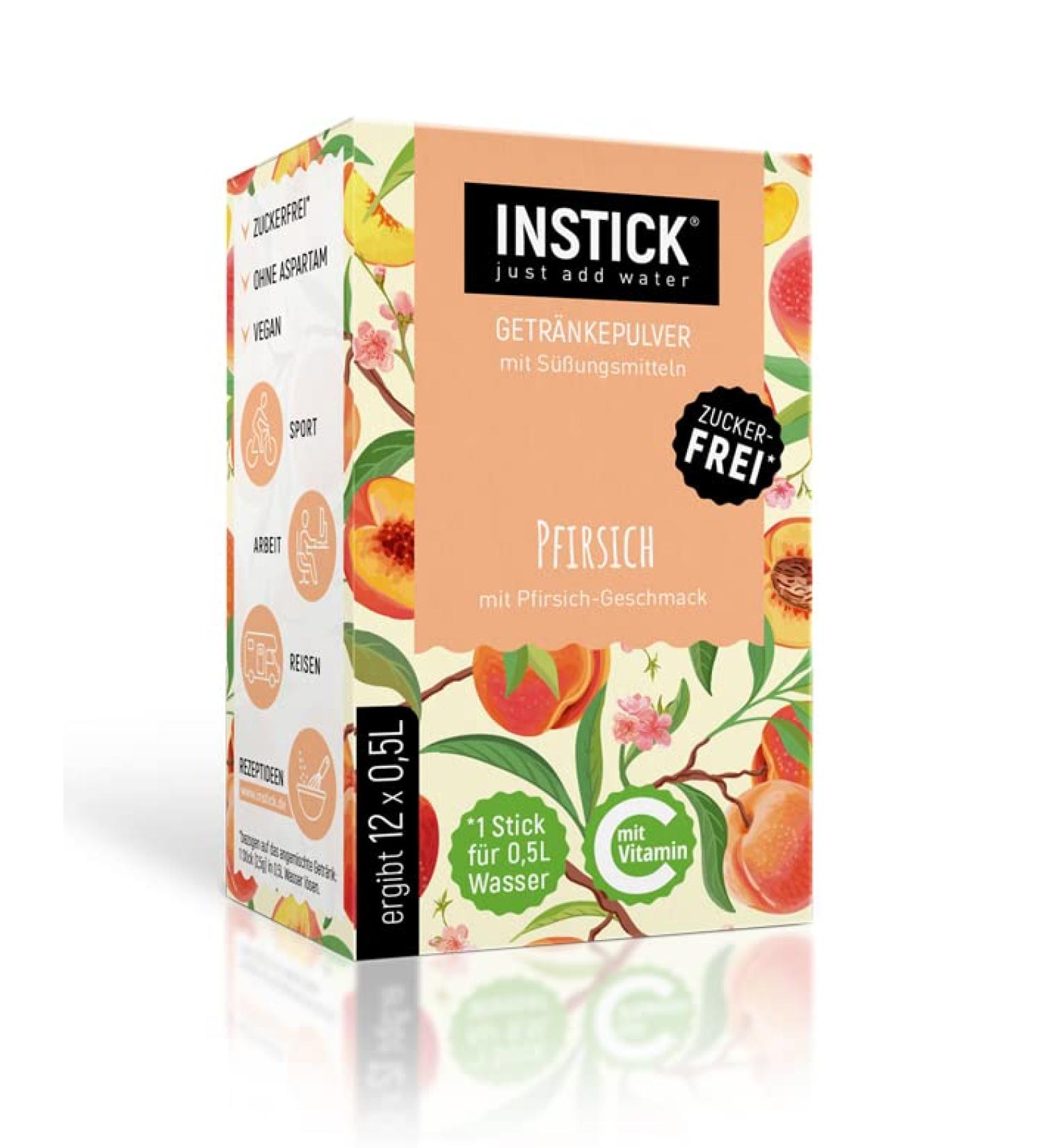 Buy Intick Sugar-Free Instant Drink - Peach Flavor | 12 x 0.5-1L | Vegan Low Calorie Vitamin C | International Shipping Available - Buy Online on SooperMarket.com