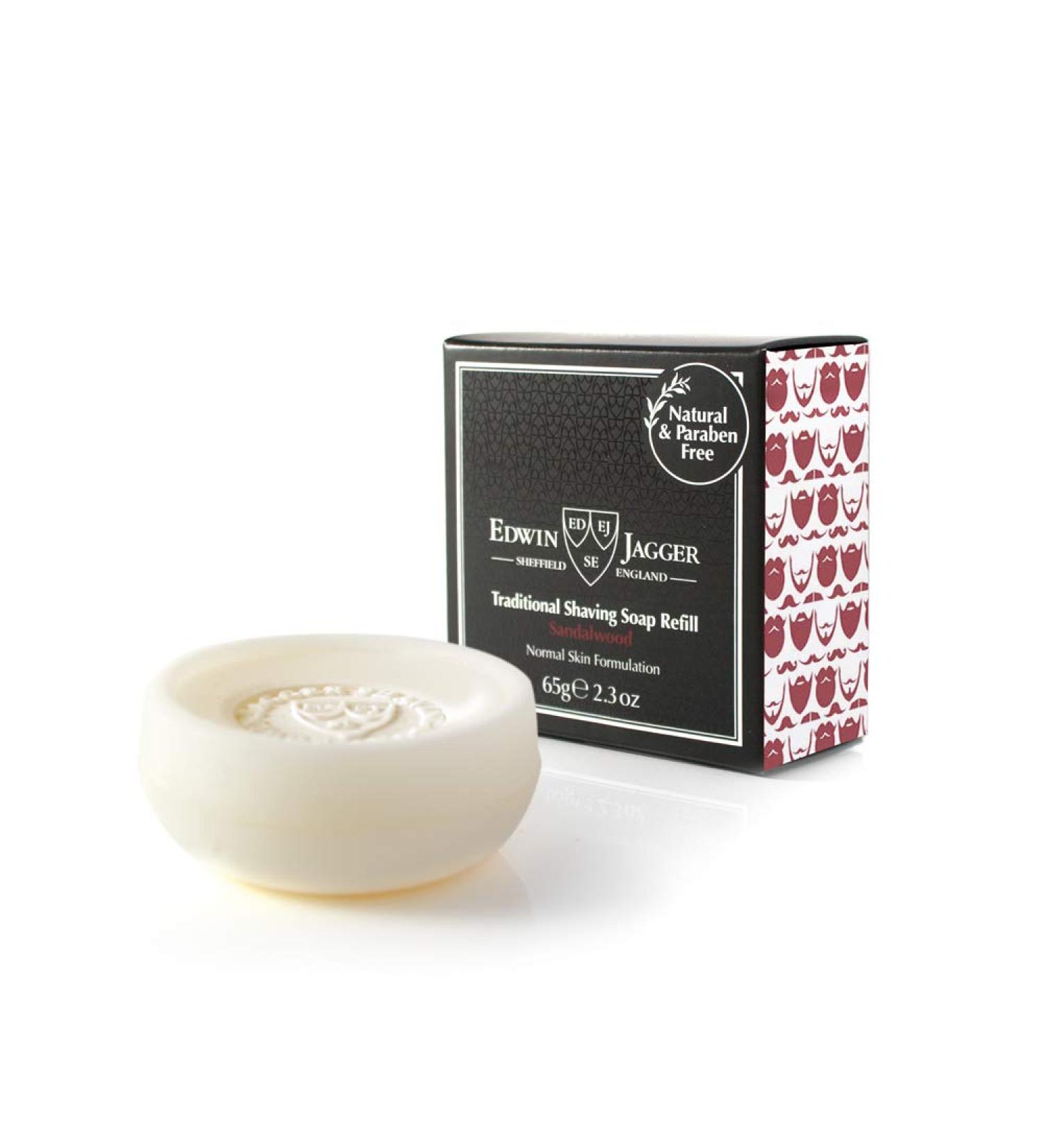 Edwin Jagger 99.9% Natural Traditional Shaving Soap Refill, Sandalwood - 2.3 oz